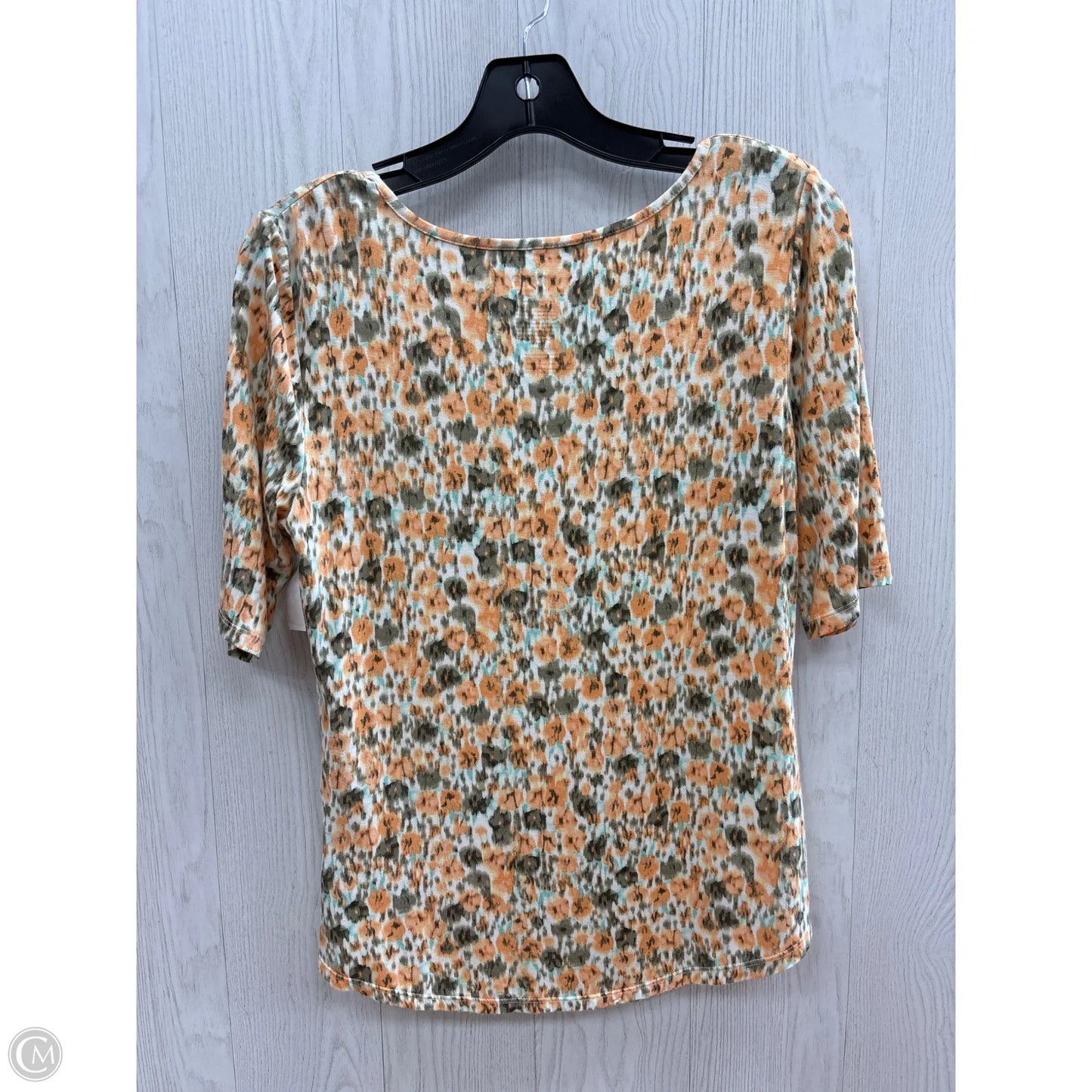 Top Short Sleeve Basic By Apt 9 In Orange & White, Size: S