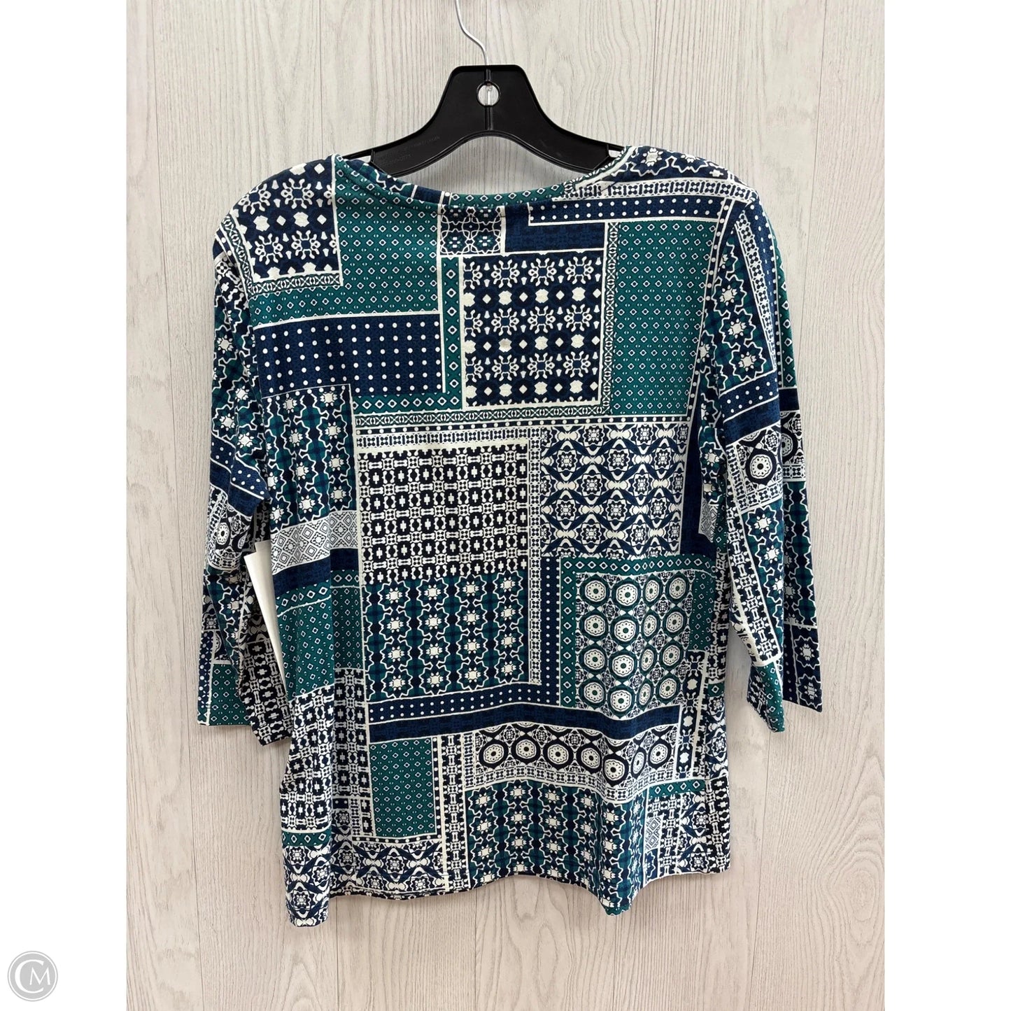 Top Short Sleeve By Christopher And Banks In Blue Green, Size: Petite Small