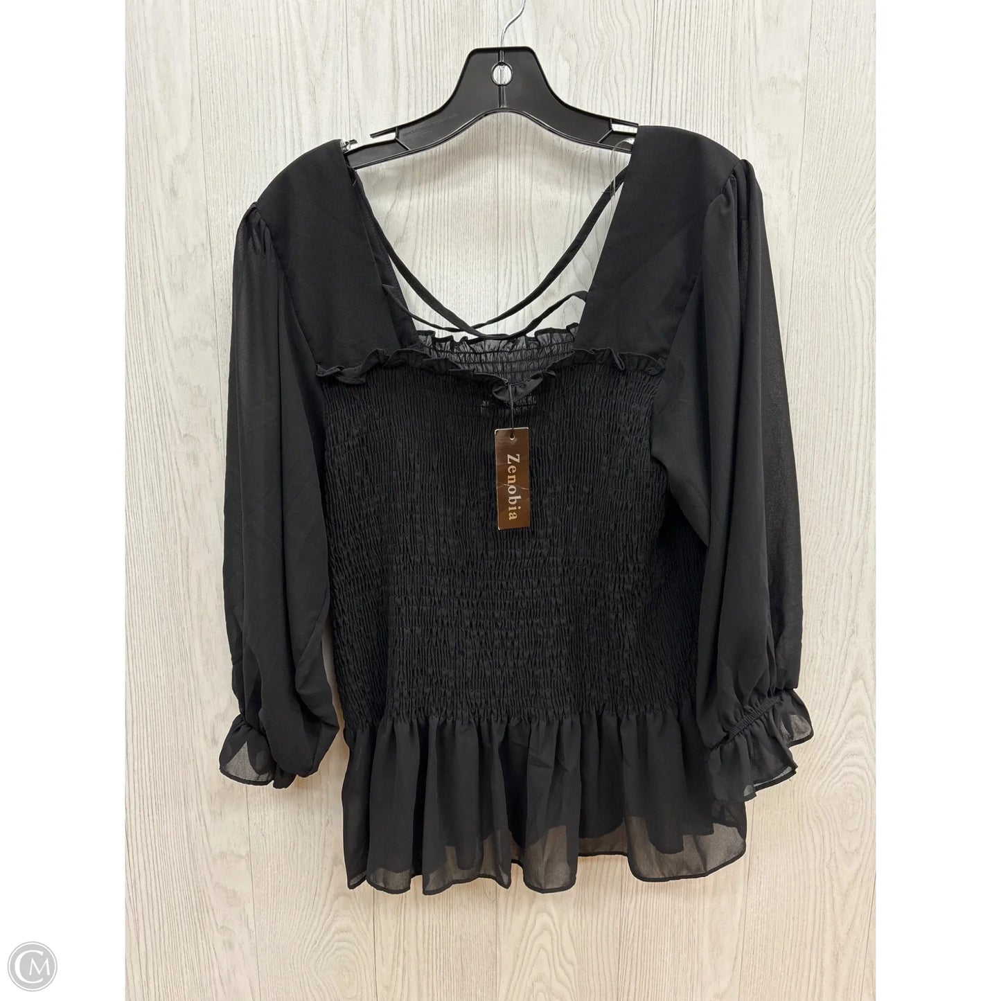 Top 3/4 Sleeve By Clothes Mentor In Black, Size: 2x