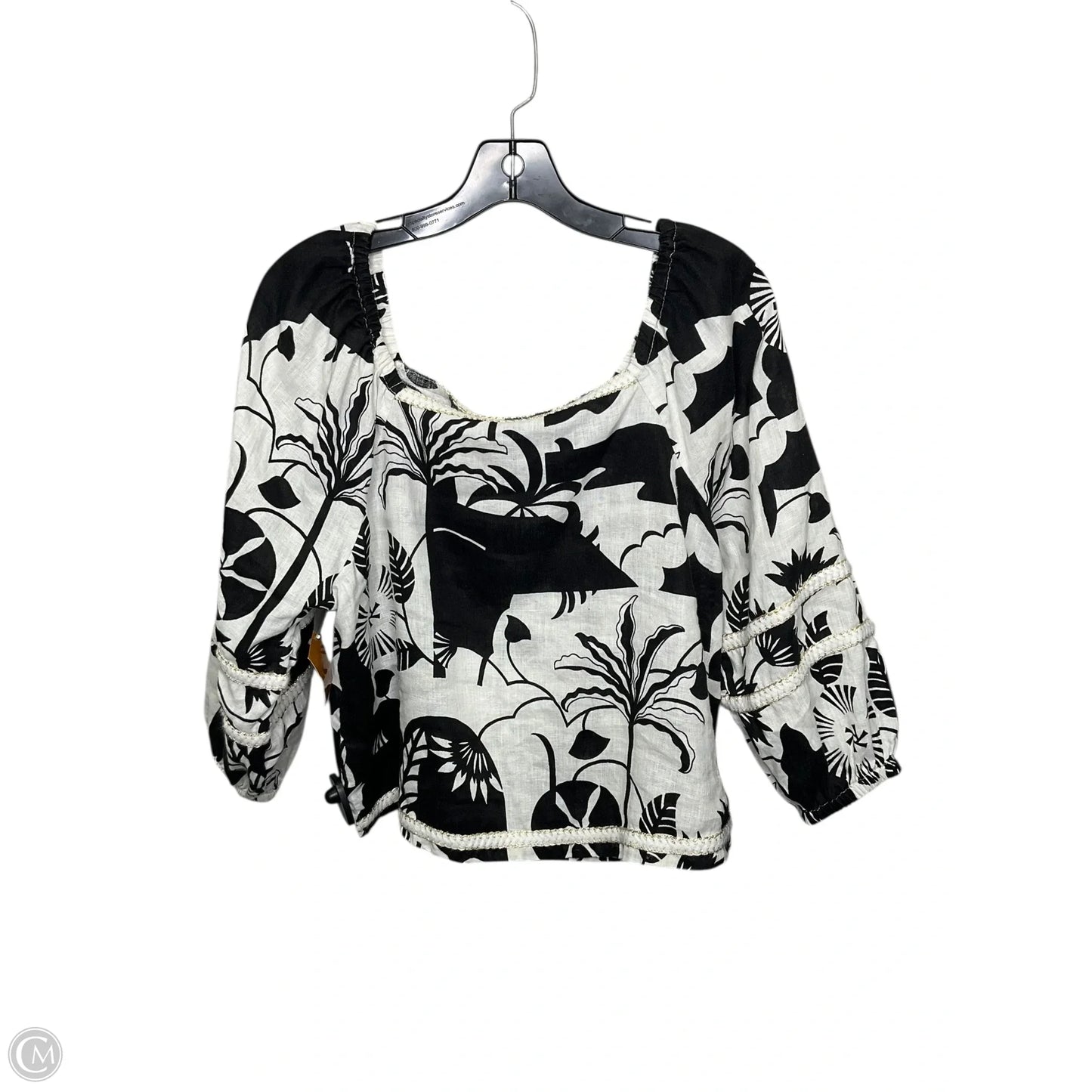 Top Short Sleeve By Nicole Miller In Black & White, Size: M