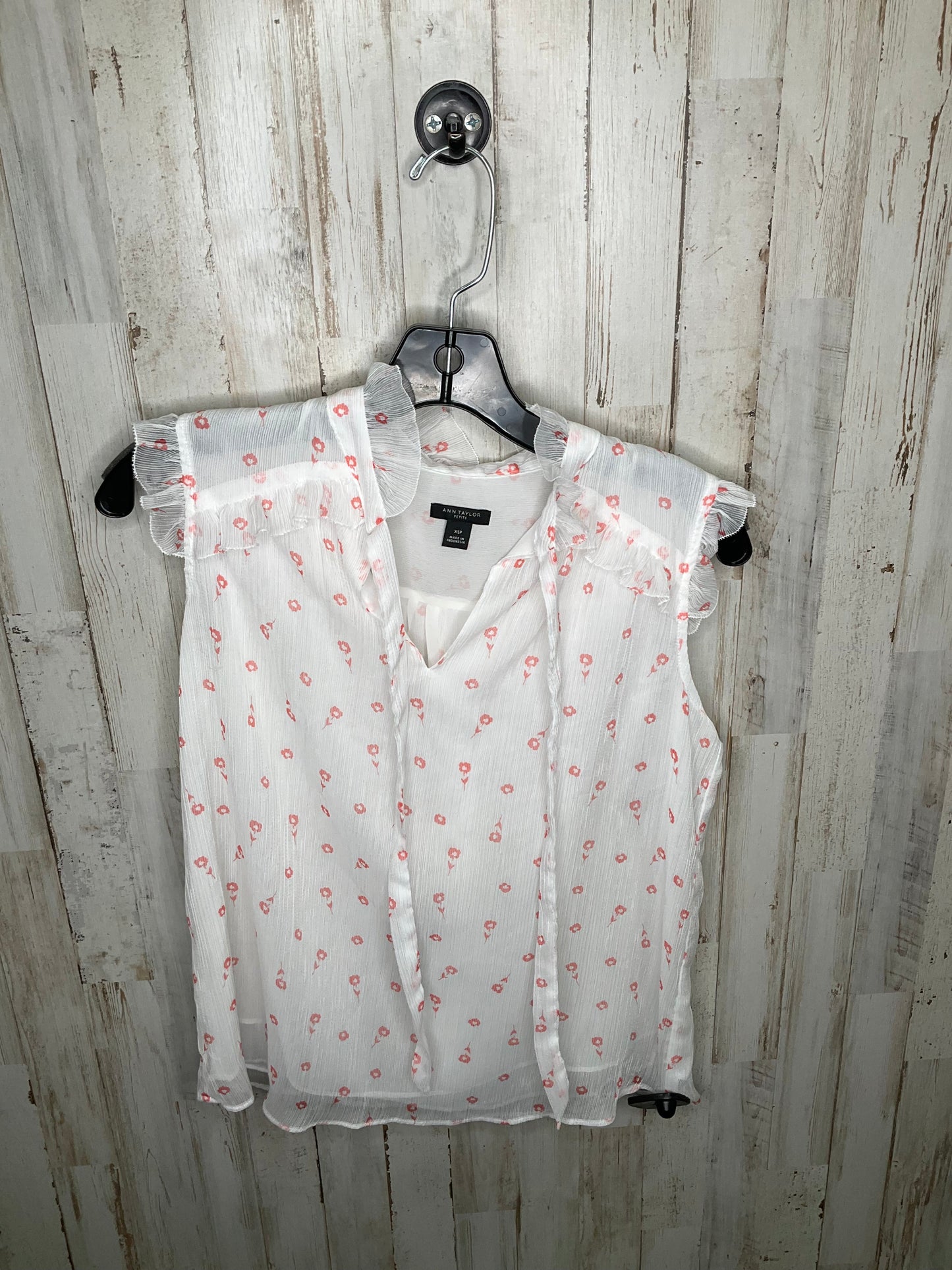 Pink & White Top Short Sleeve Ann Taylor, Size Petite Xs