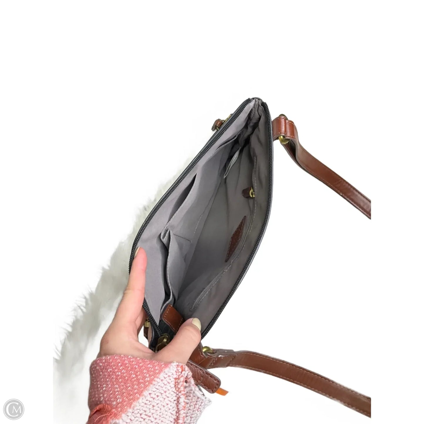 Crossbody Leather By Fossil, Size: Medium