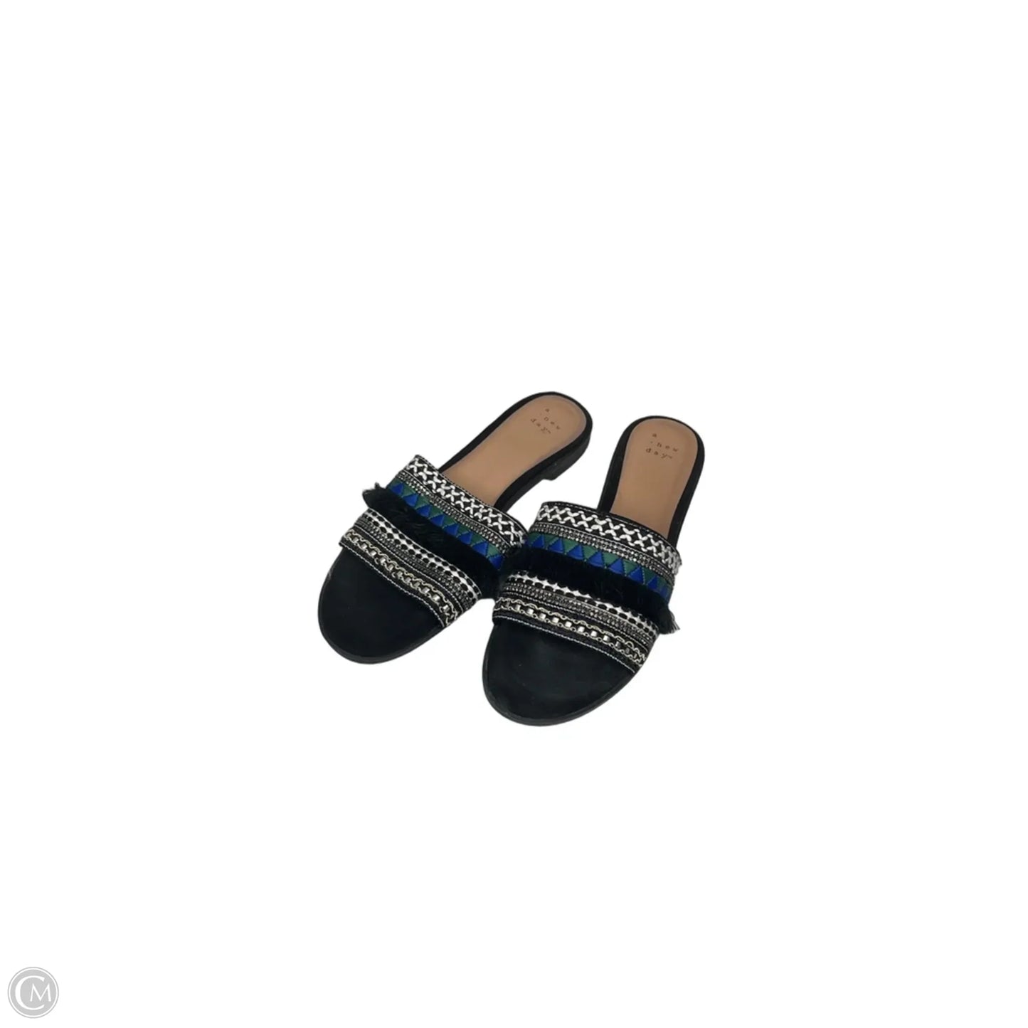Sandals Flats By A New Day In Black & Blue, Size: 8