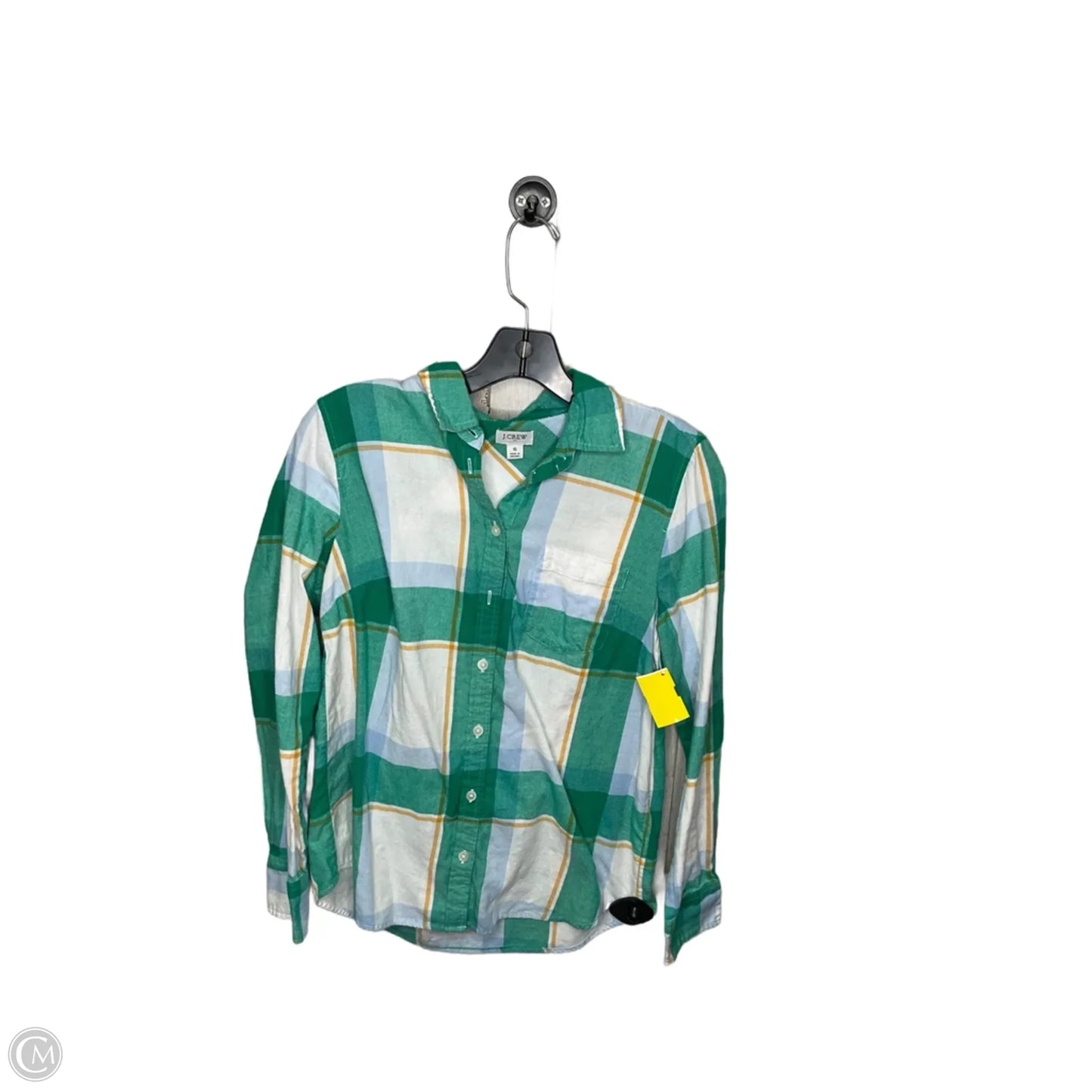 Top Long Sleeve By J. Crew In Green & White, Size: 6