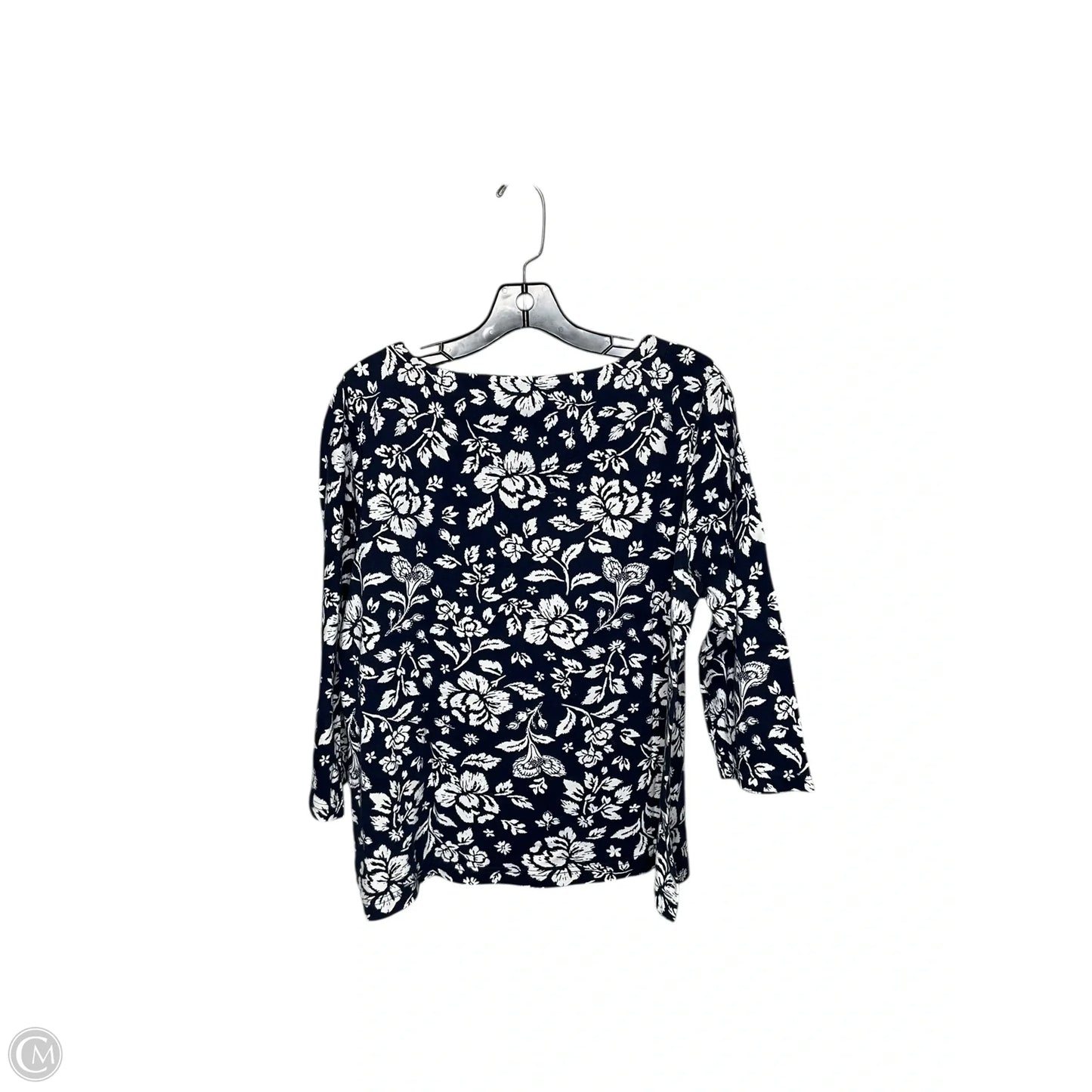 Top Long Sleeve By Croft And Barrow In Blue & White, Size: Lp