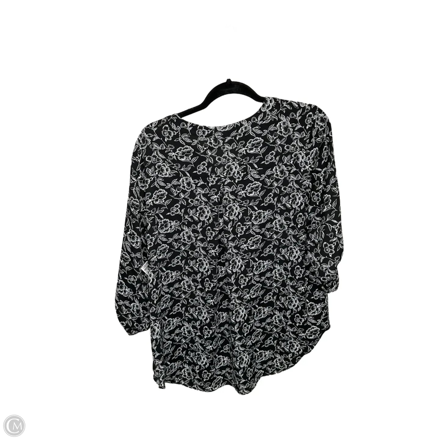 Tunic 3/4 Sleeve By Chaus In Black & White, Size: L