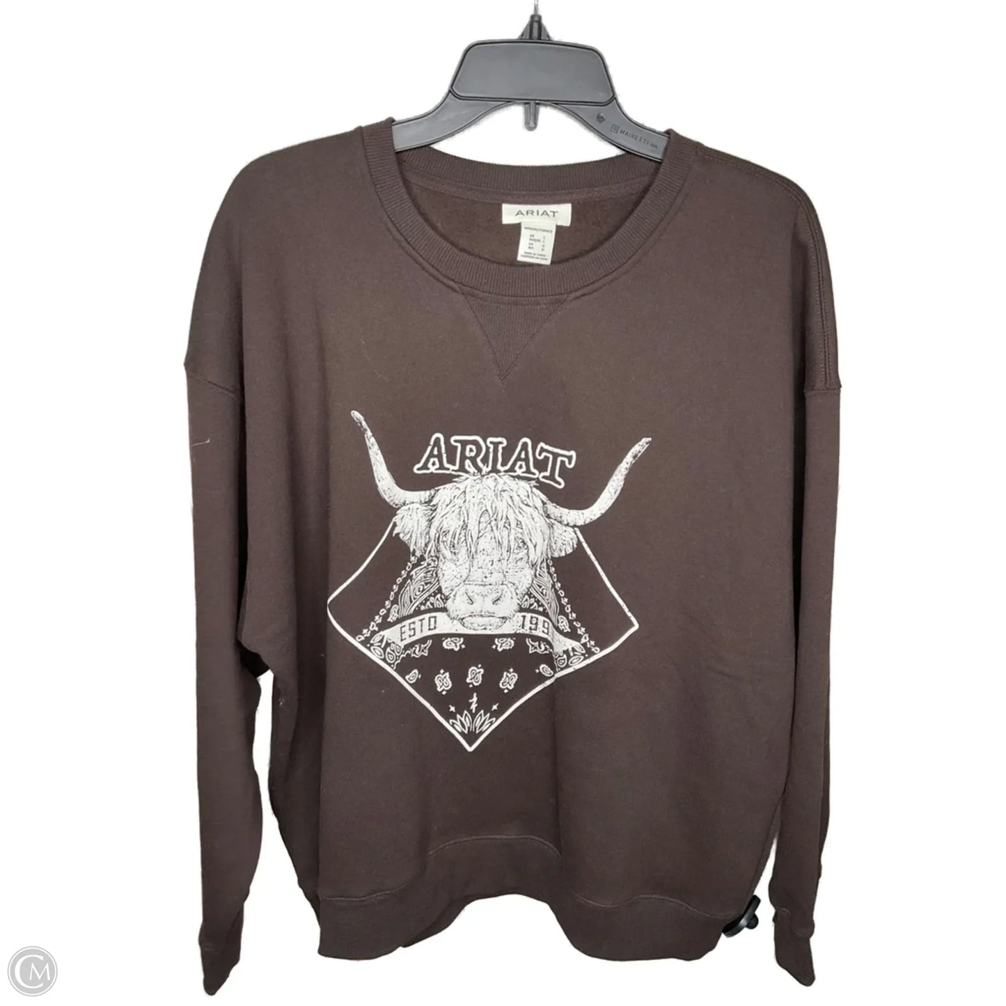Sweatshirt Crewneck By Ariat In Brown, Size: L