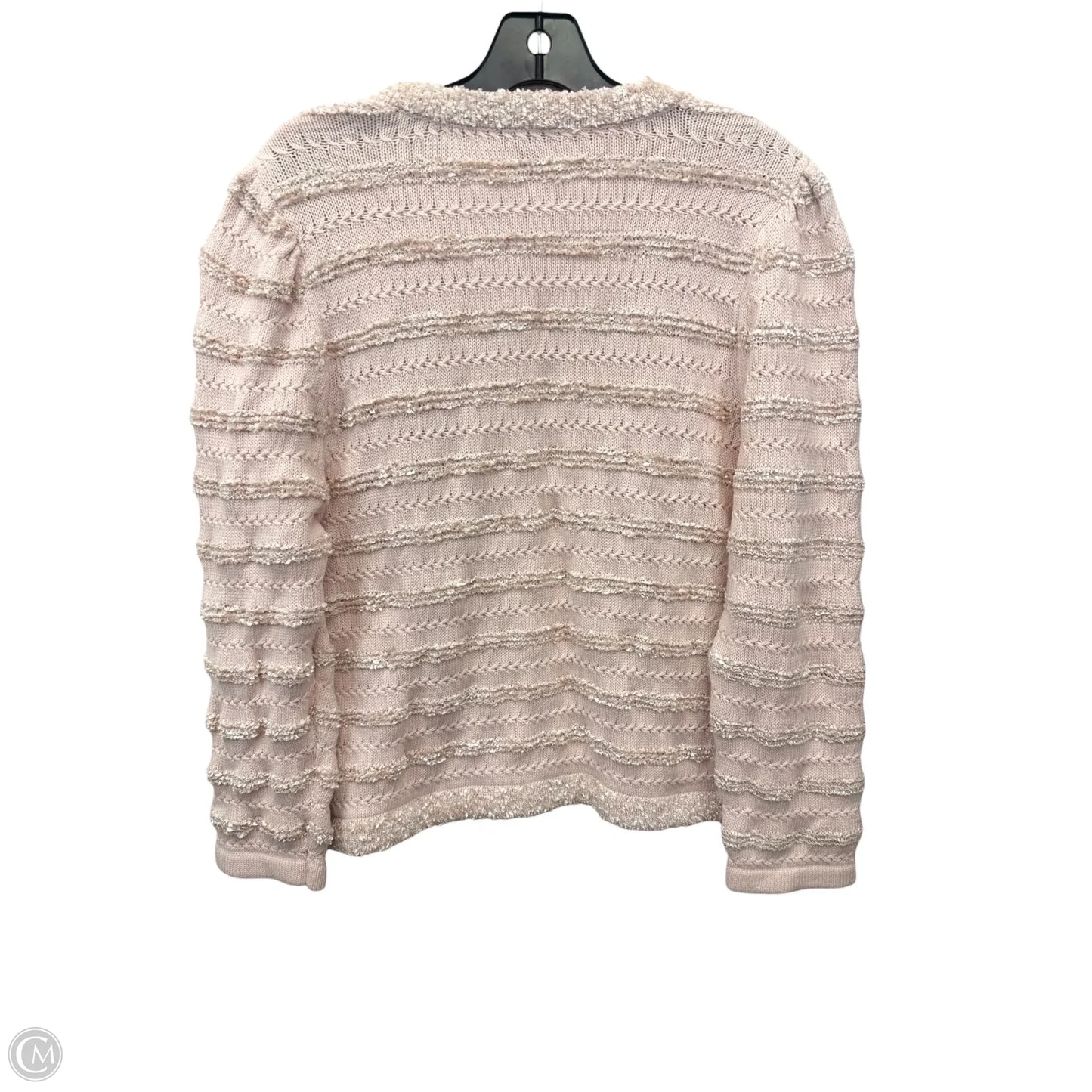 Sweater Cardigan By Ann Taylor In Pink & Tan, Size: L