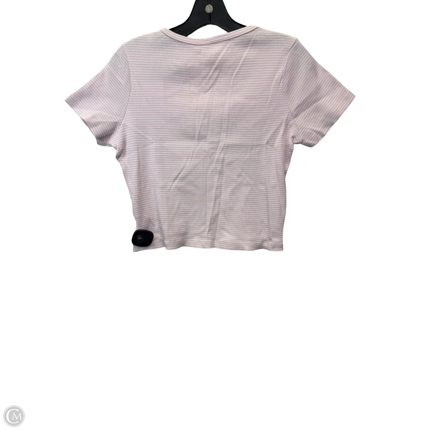 Top Short Sleeve By Primark In Pink & White, Size: L