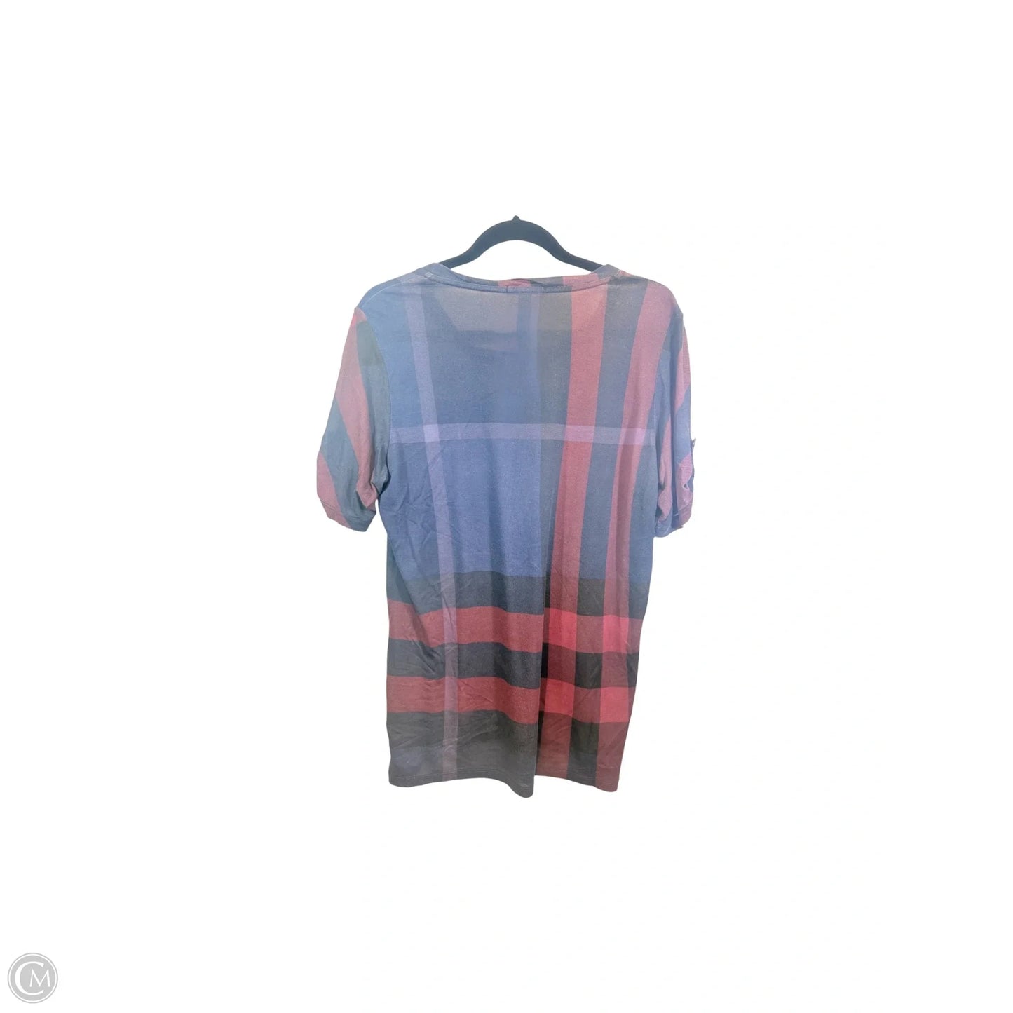 Top Short Sleeve Luxury Designer By Burberry In Blue & Red, Size: L
