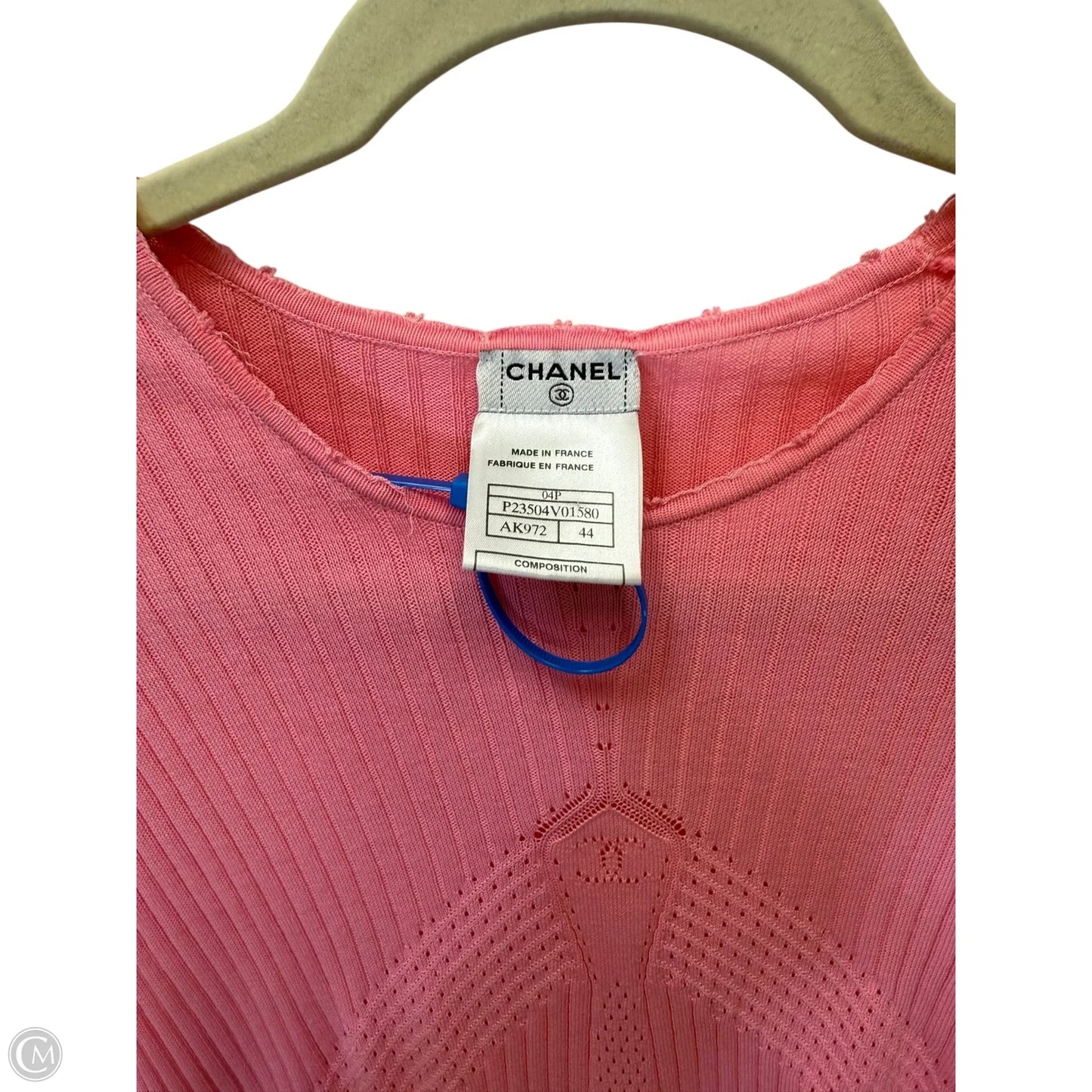 FLASH 25% off - Top Short Sleeve Luxury Designer By Chanel In Pink, Size: S