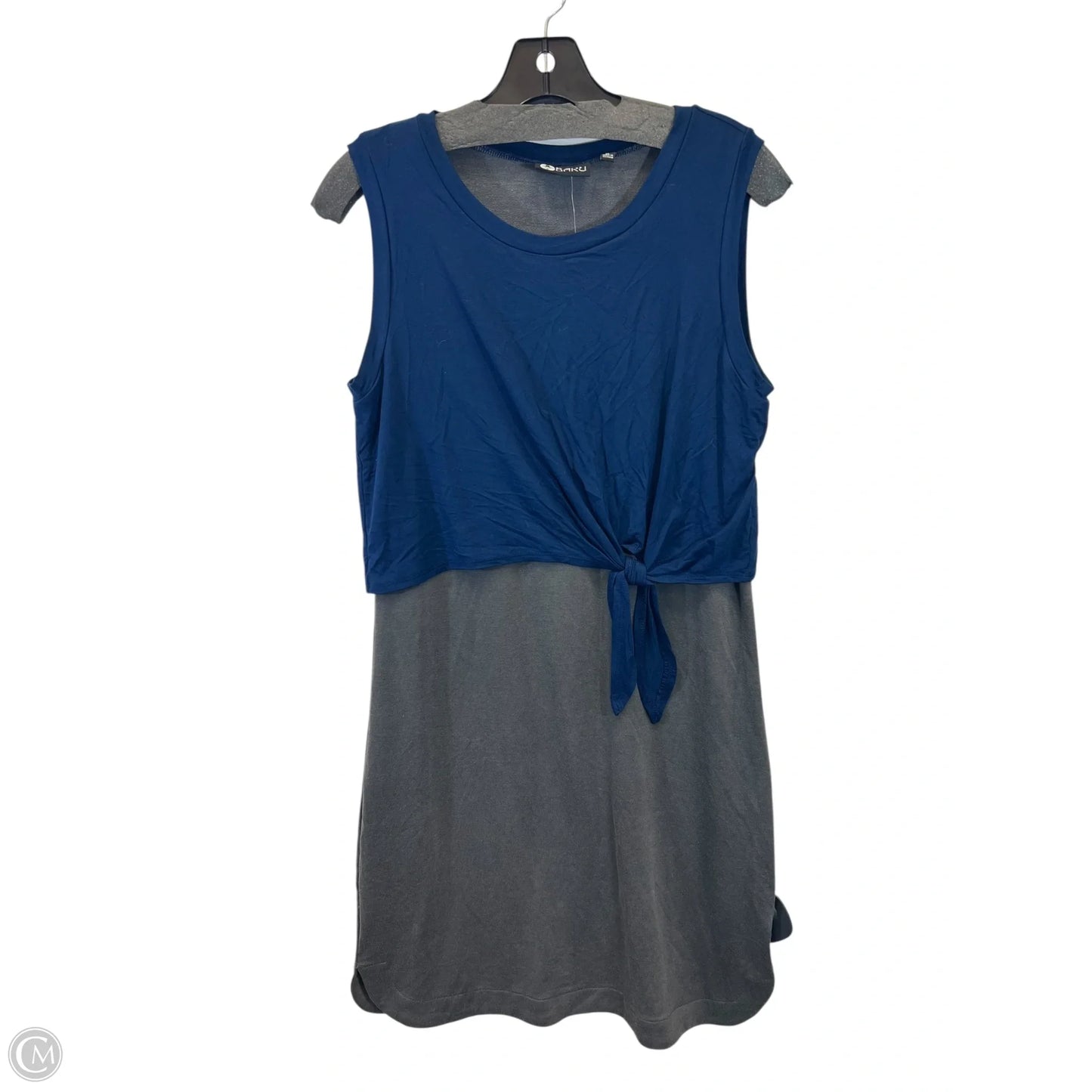 Dress Casual Midi By Baku In Blue & Grey, Size: M