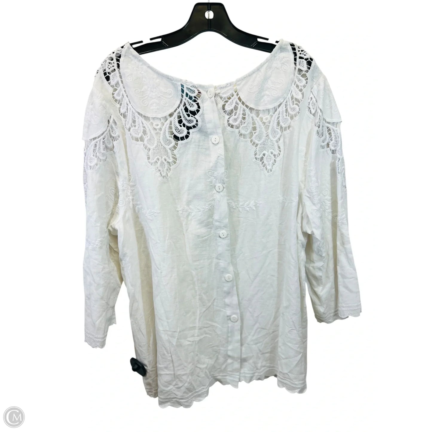 Top 3/4 Sleeve By Cynthia Rowley In White, Size: 1x