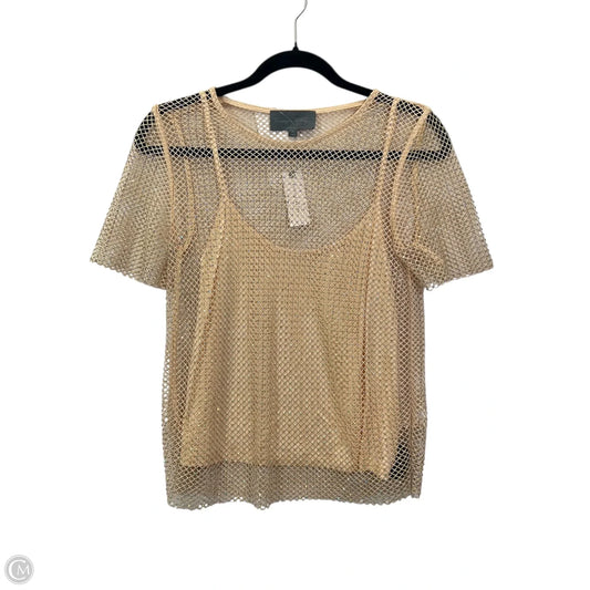 Top Short Sleeve Designer By Anthropologie In Gold, Size: Xs