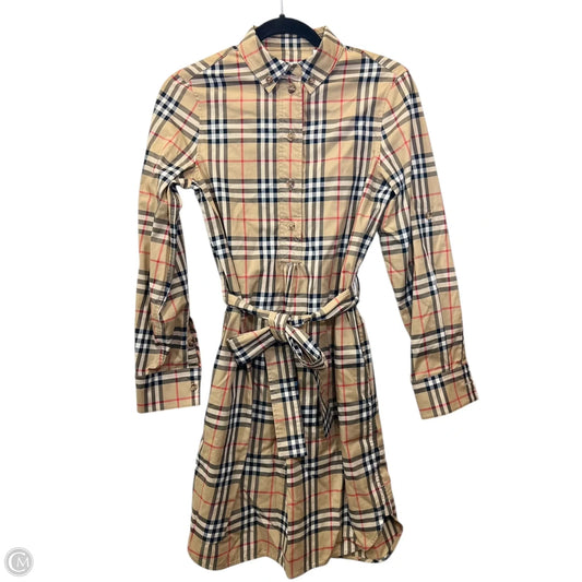 Dress Luxury Designer By Burberry In Plaid Pattern, Size: 2