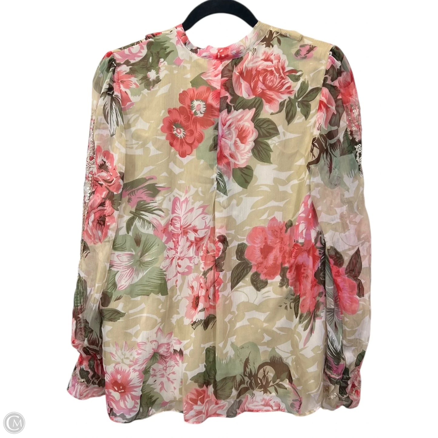 Top Long Sleeve Designer By Ranna Gill In Floral Print, Size: M