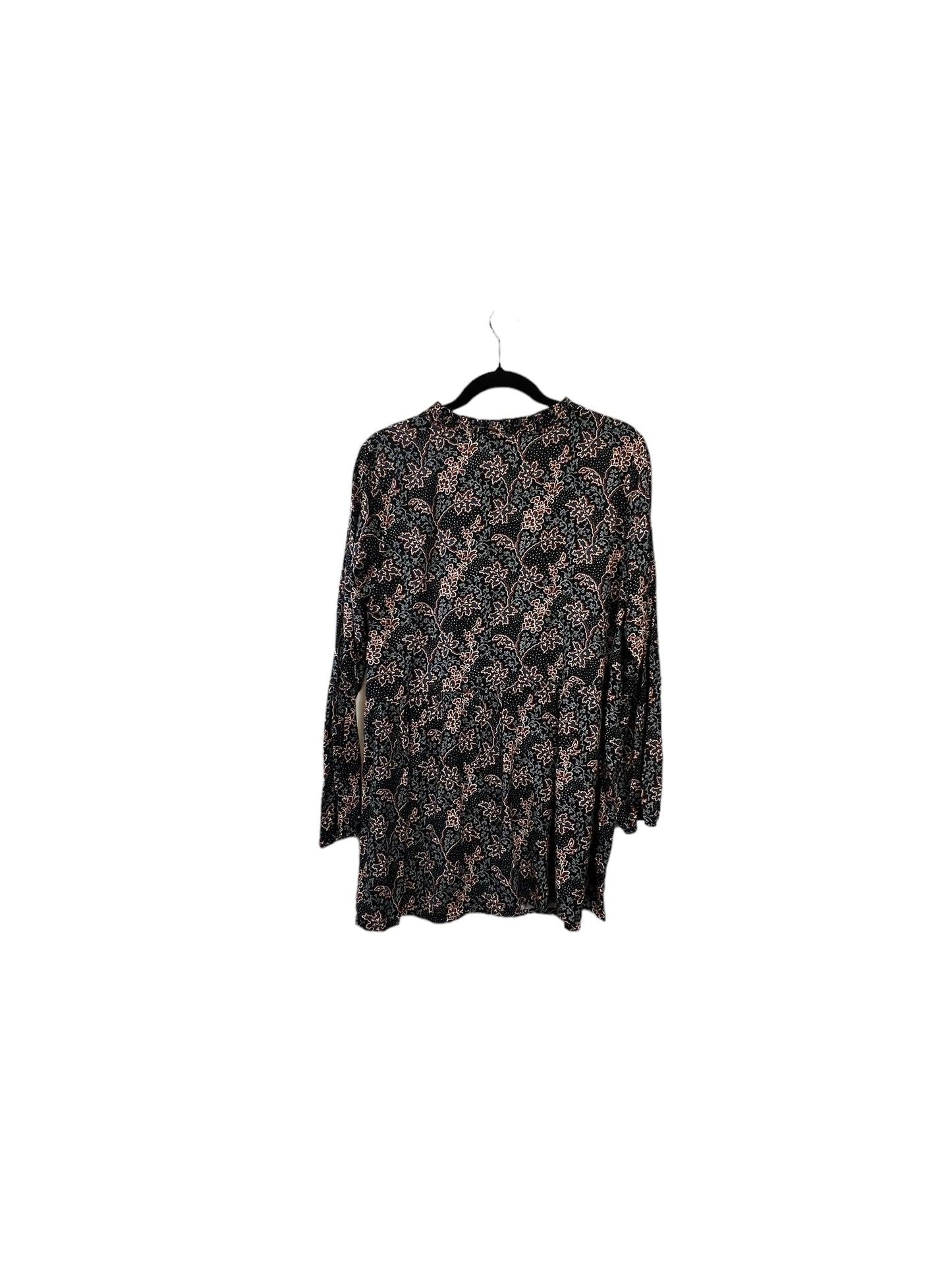 Black & Orange Top Long Sleeve Loft, Size Petite M