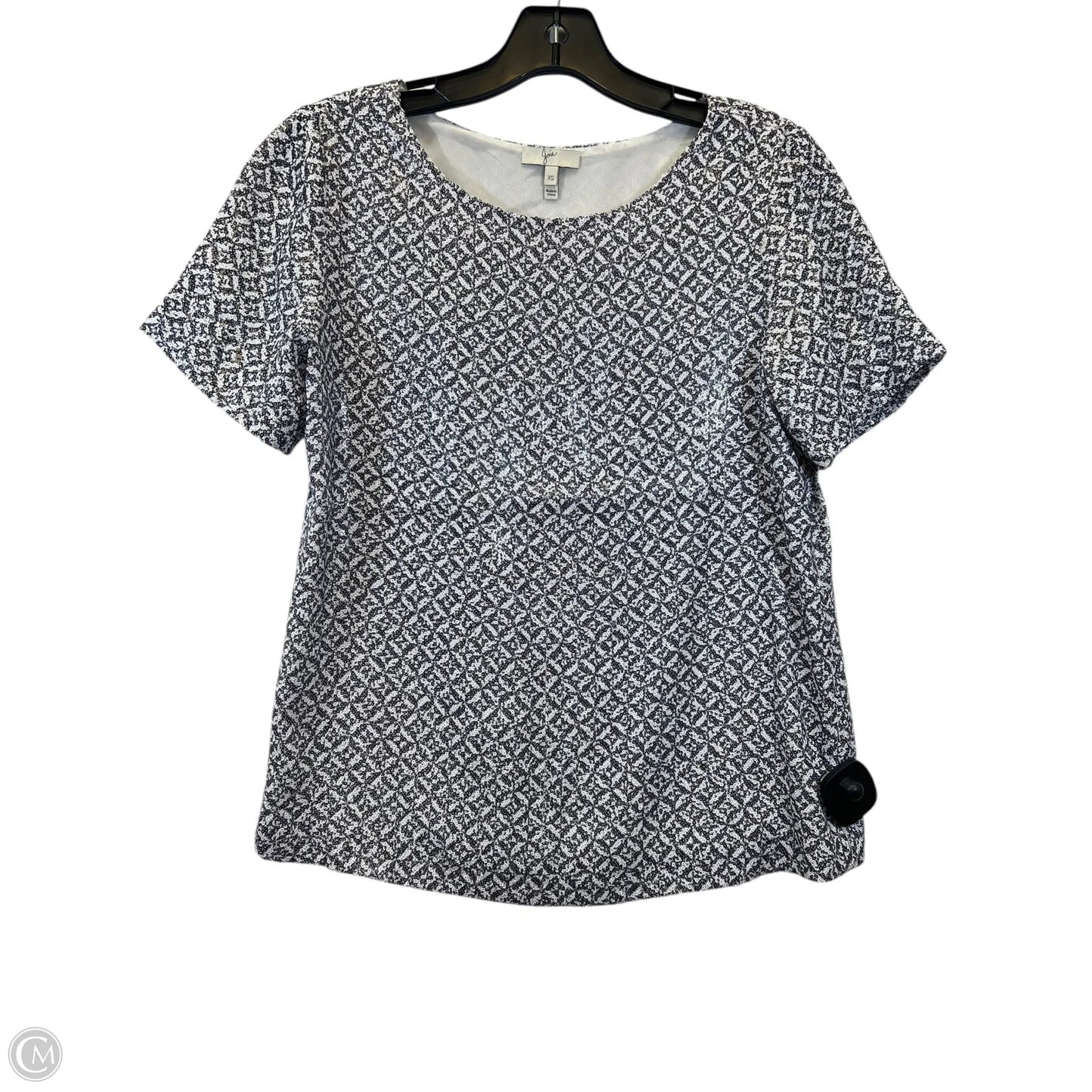 Top Short Sleeve Designer By Joie In Grey & White, Size: Xs