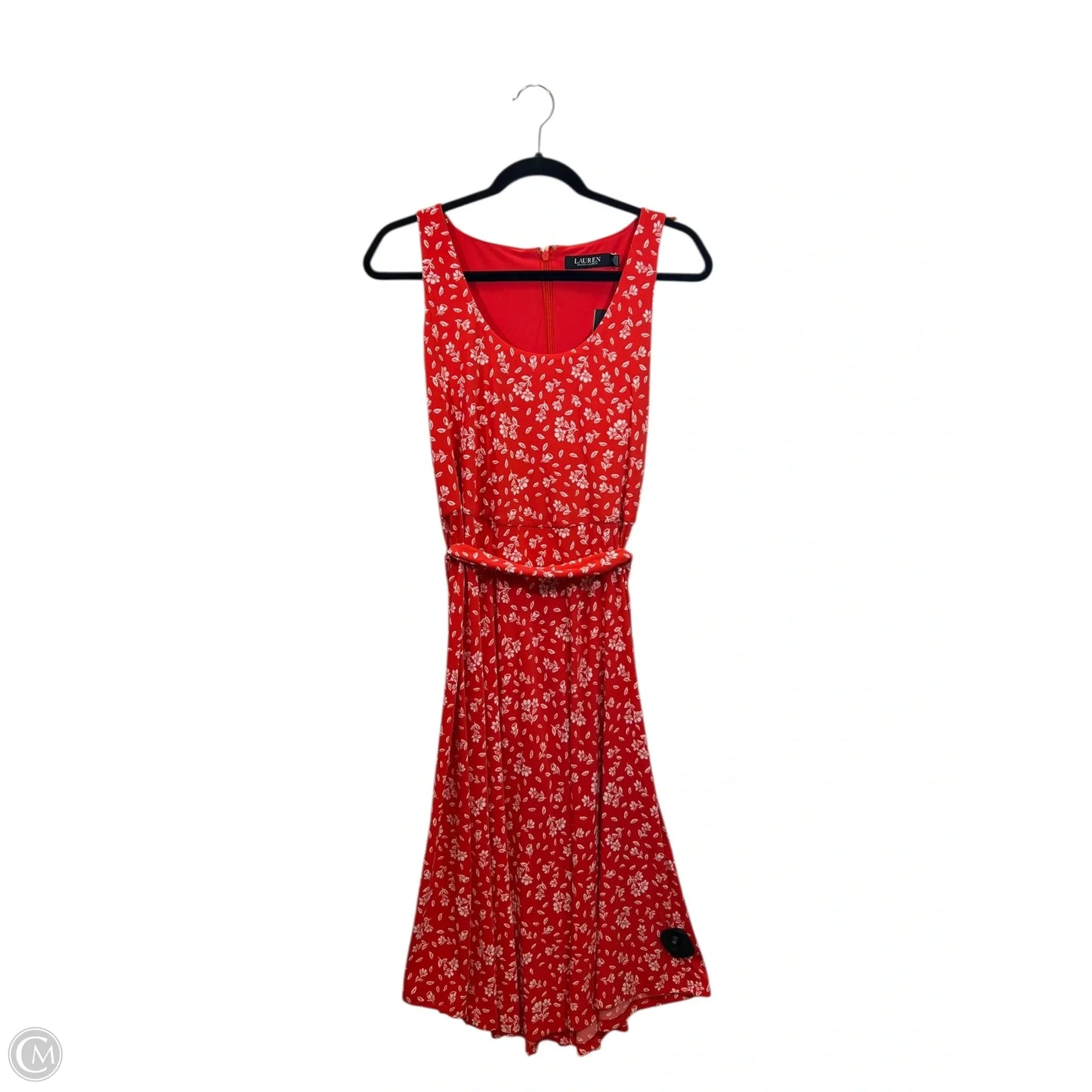 Dress Designer By Ralph Lauren Black Label In Orange & White, Size: M