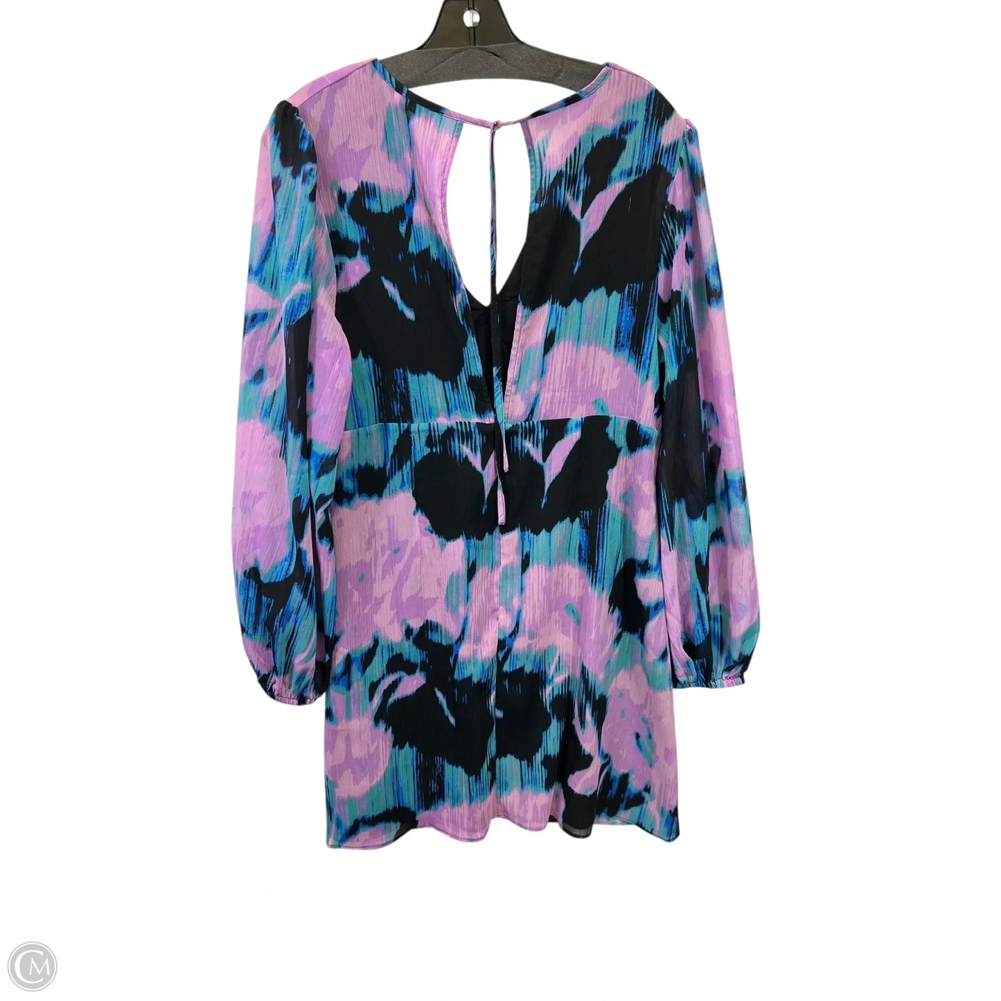 Dress Casual Midi By Top Shop In Black & Purple, Size: L