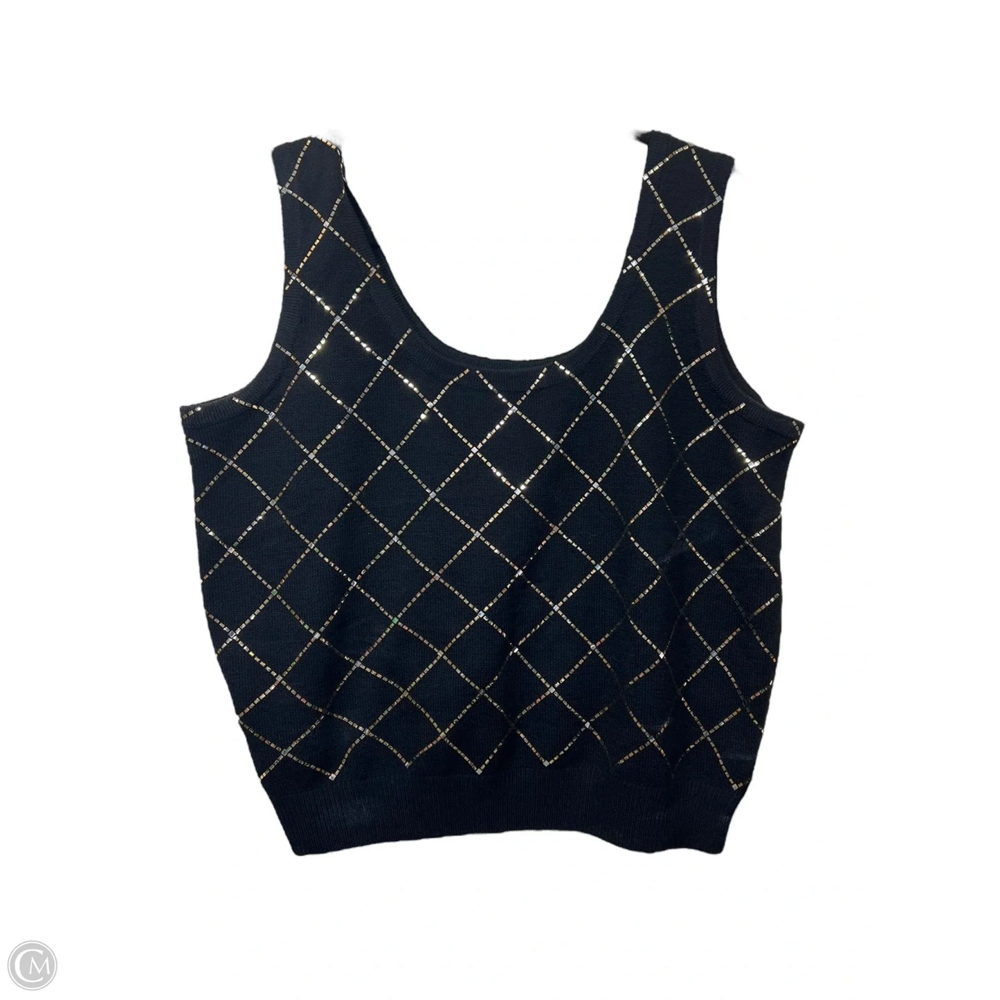 Top Sleeveless Designer By St John Collection In Black & Gold, Size: Xl