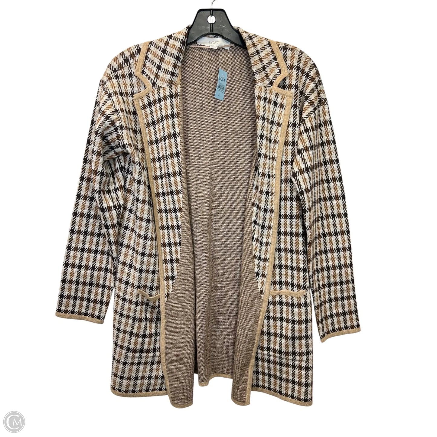 Sweater Cardigan By Loft In Cream & Tan, Size: Sp