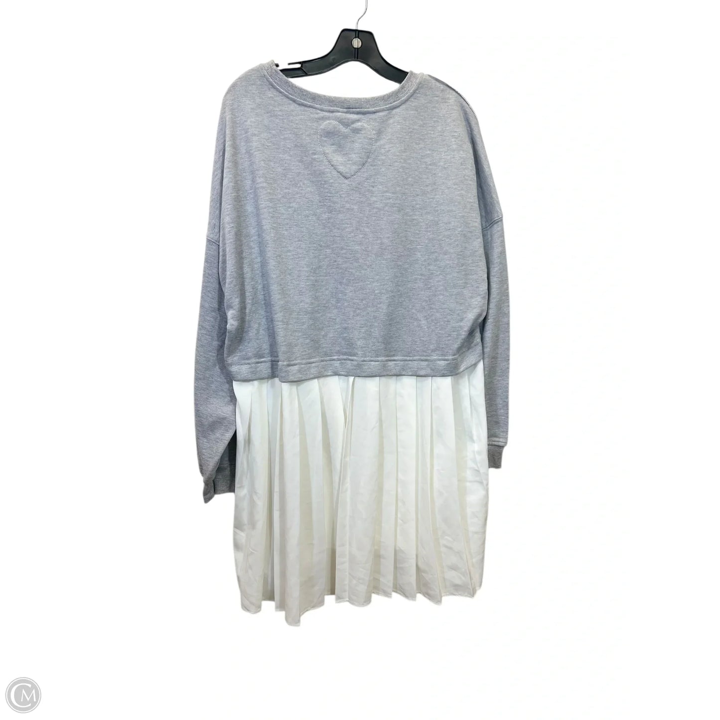 Tunic Long Sleeve By Clothes Mentor In Grey & White, Size: L