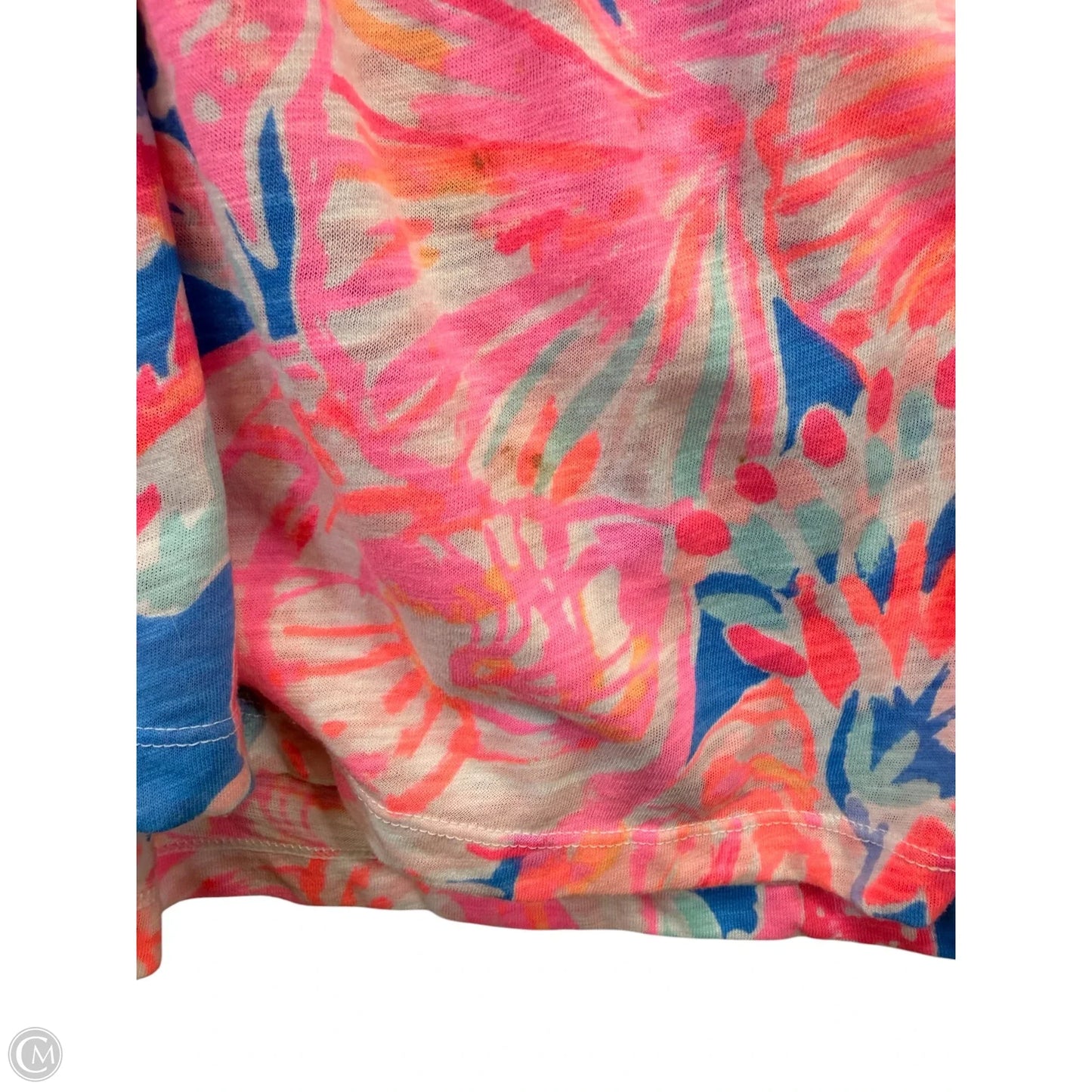 Top Short Sleeve Designer By Lilly Pulitzer In Blue & Pink, Size: S