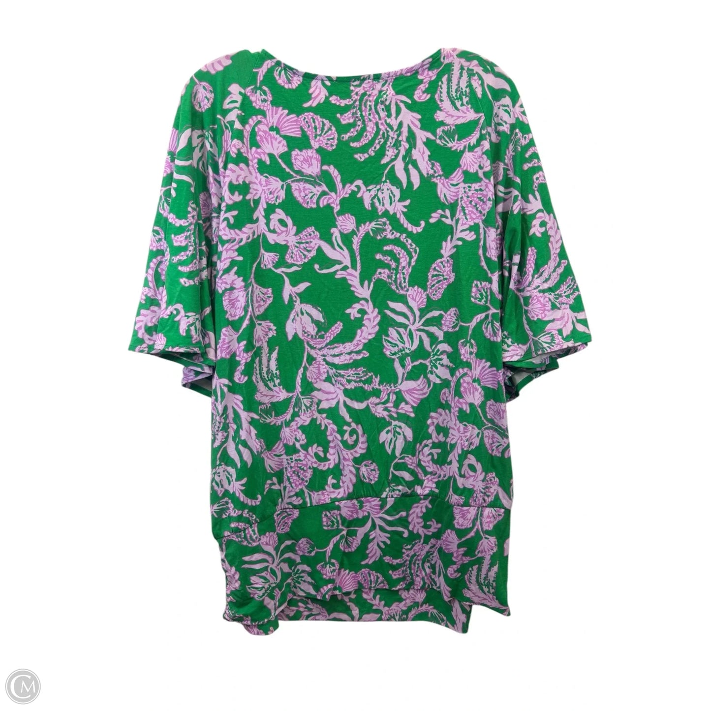 Top Short Sleeve Designer By Lilly Pulitzer In Green & Purple, Size: Xl