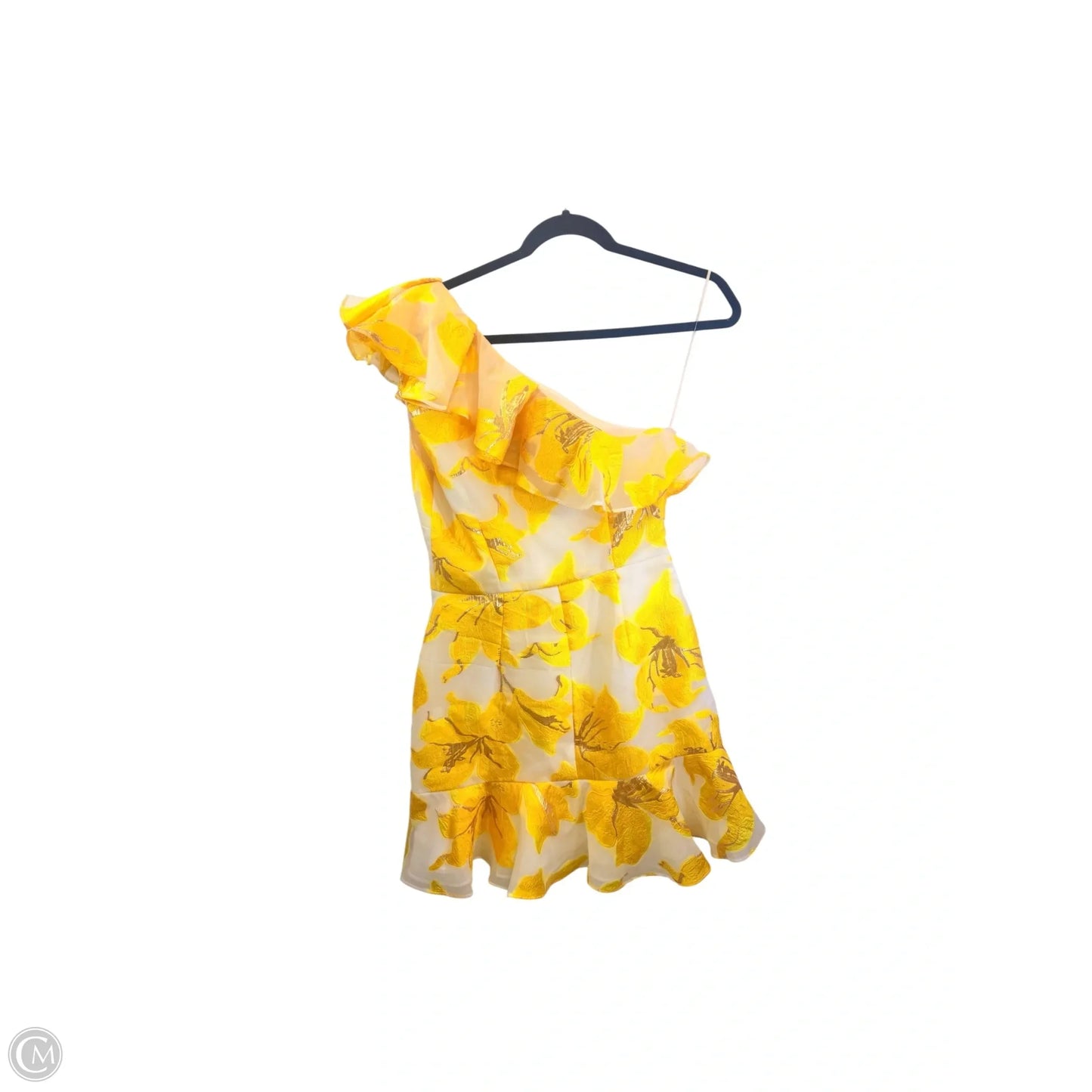Dress Designer By Milly In White & Yellow, Size: 4