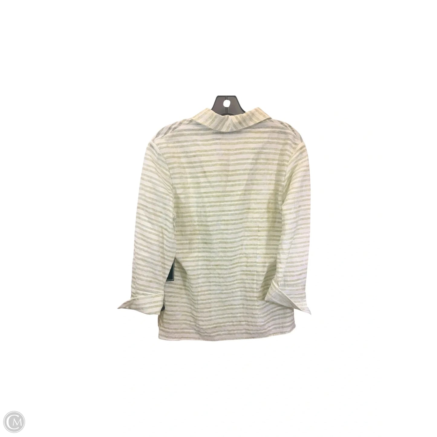 Top 3/4 Sleeve By Allison Morgan In Green & White, Size: M