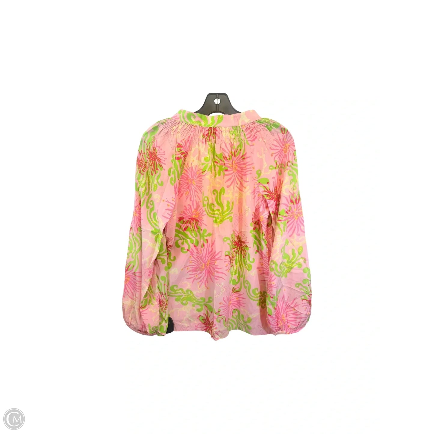 Top Long Sleeve Designer By Lilly Pulitzer In Green & Pink, Size: S