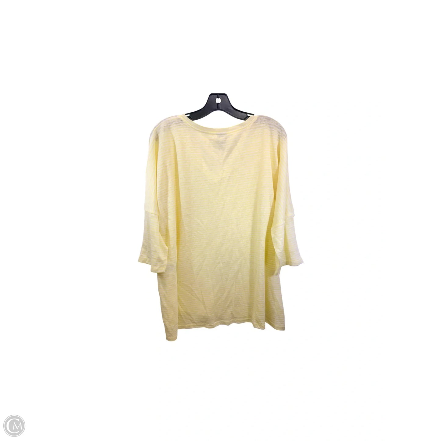 Top 3/4 Sleeve By Chicos In White & Yellow, Size: L