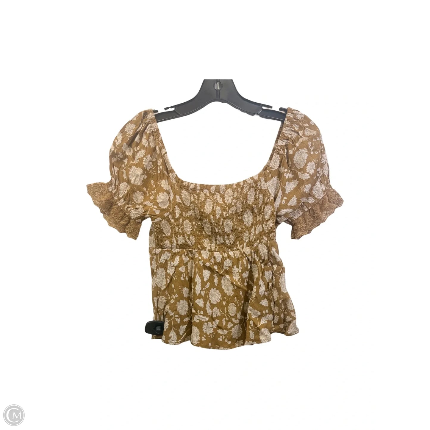 Top Short Sleeve By American Eagle In Brown & White, Size: Xs