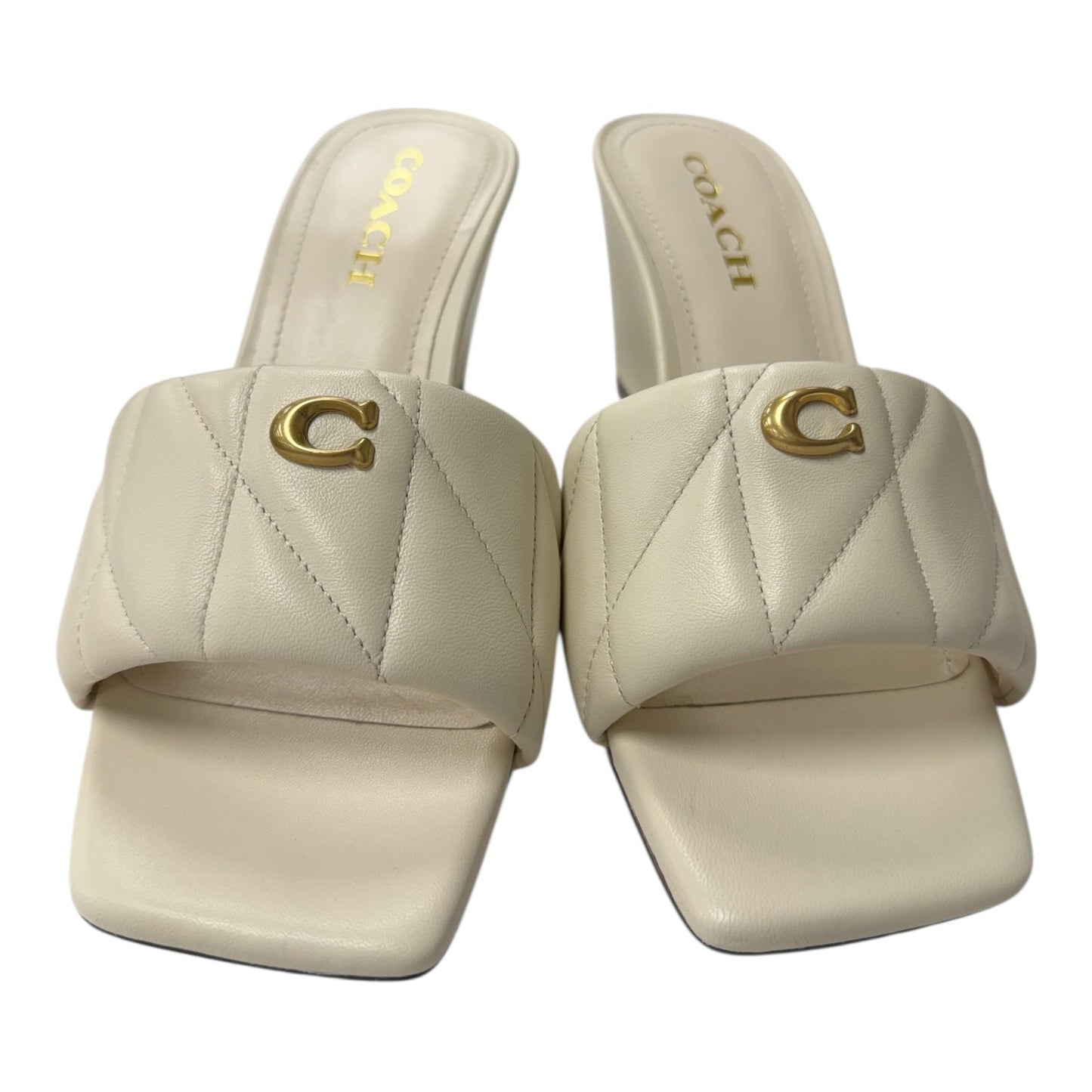 Sandals Designer By Coach In Cream, Size:8