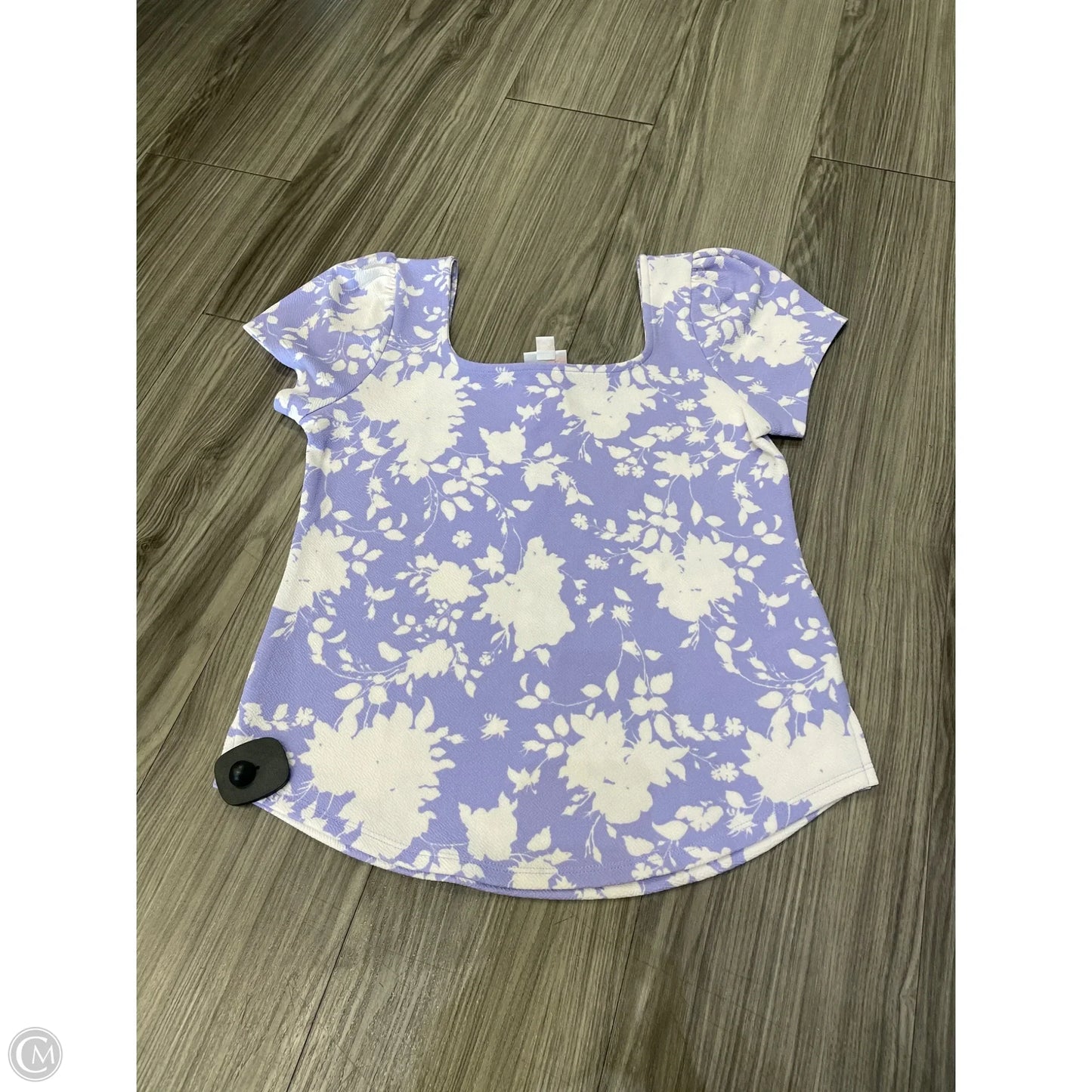 Top Short Sleeve By Lularoe In Purple & White, Size: Xxs