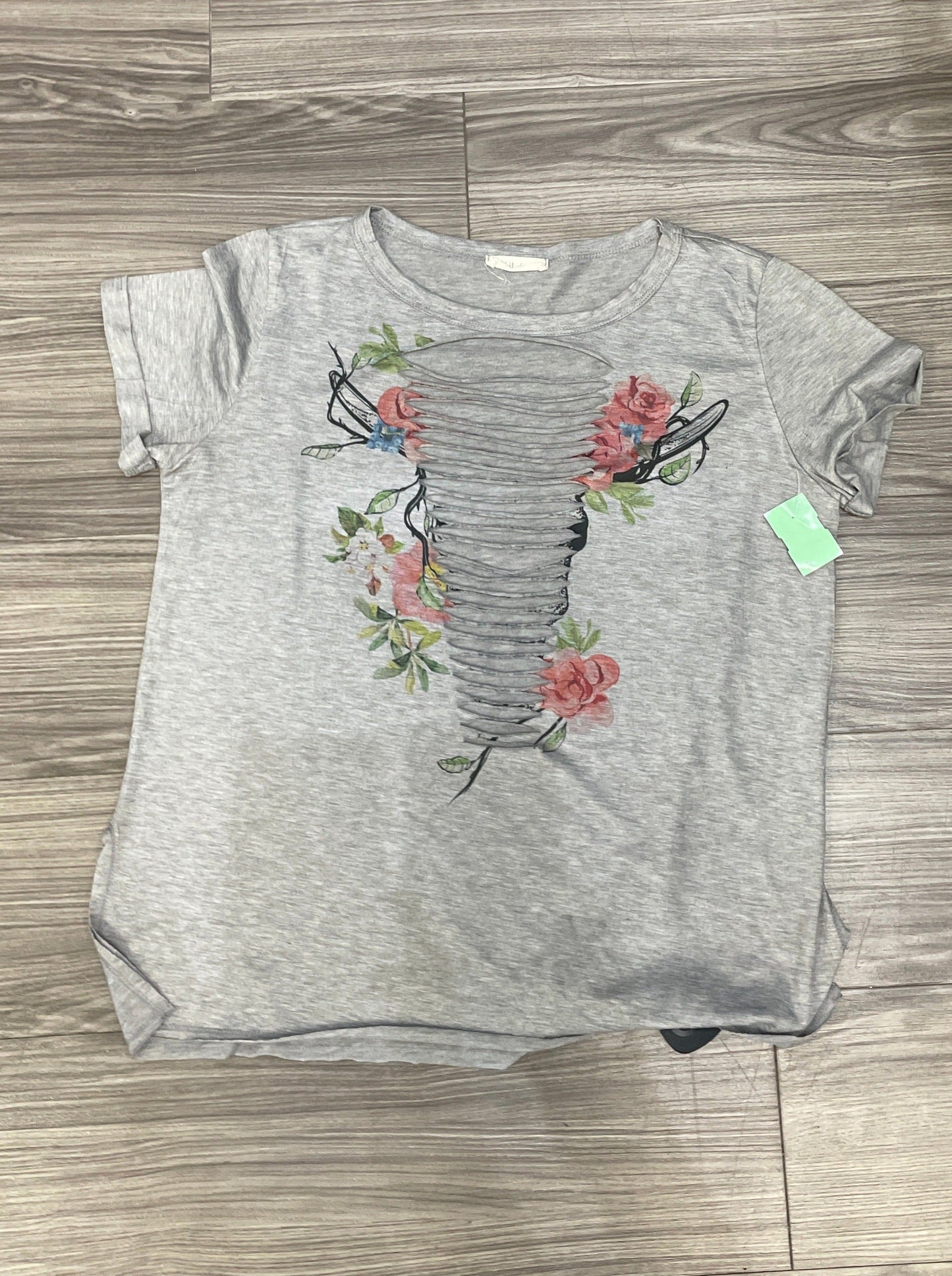 Grey Top Short Sleeve Clothes Mentor, Size M