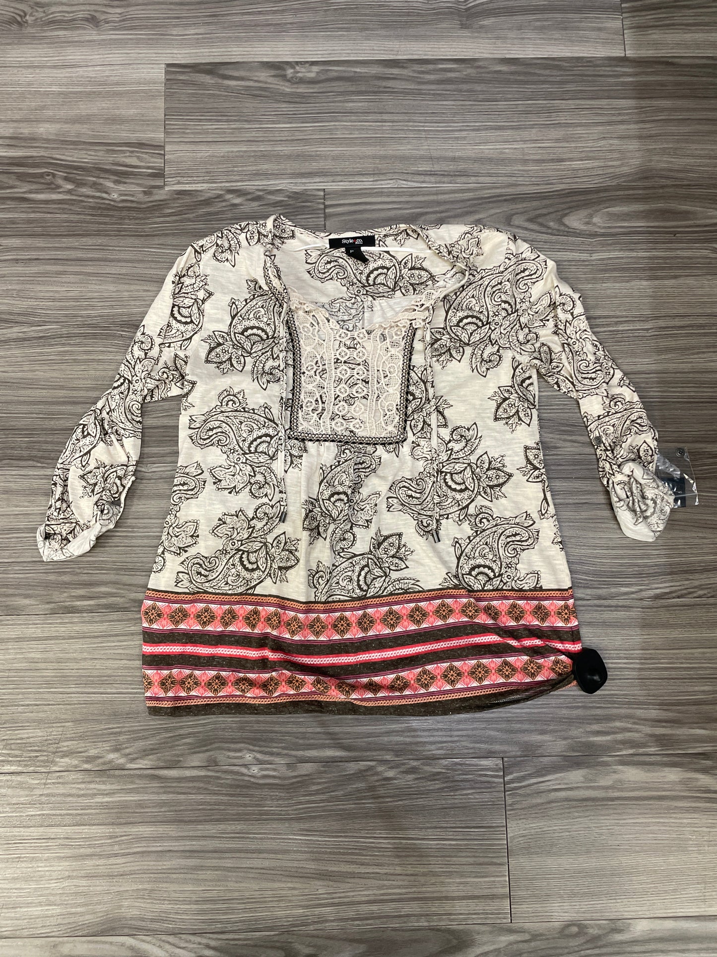 Blouse Long Sleeve By Style And Company In Multi-colored, Size: Petite M