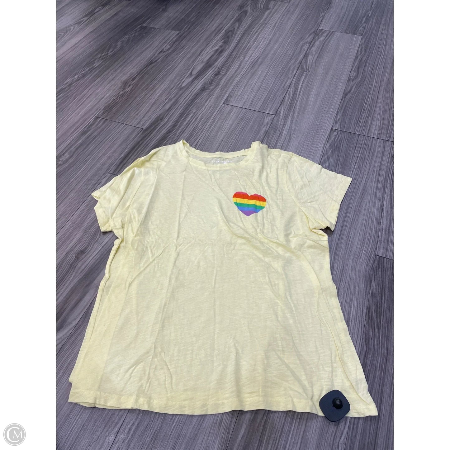 Top Short Sleeve By Lucky Brand In Yellow, Size: Xl