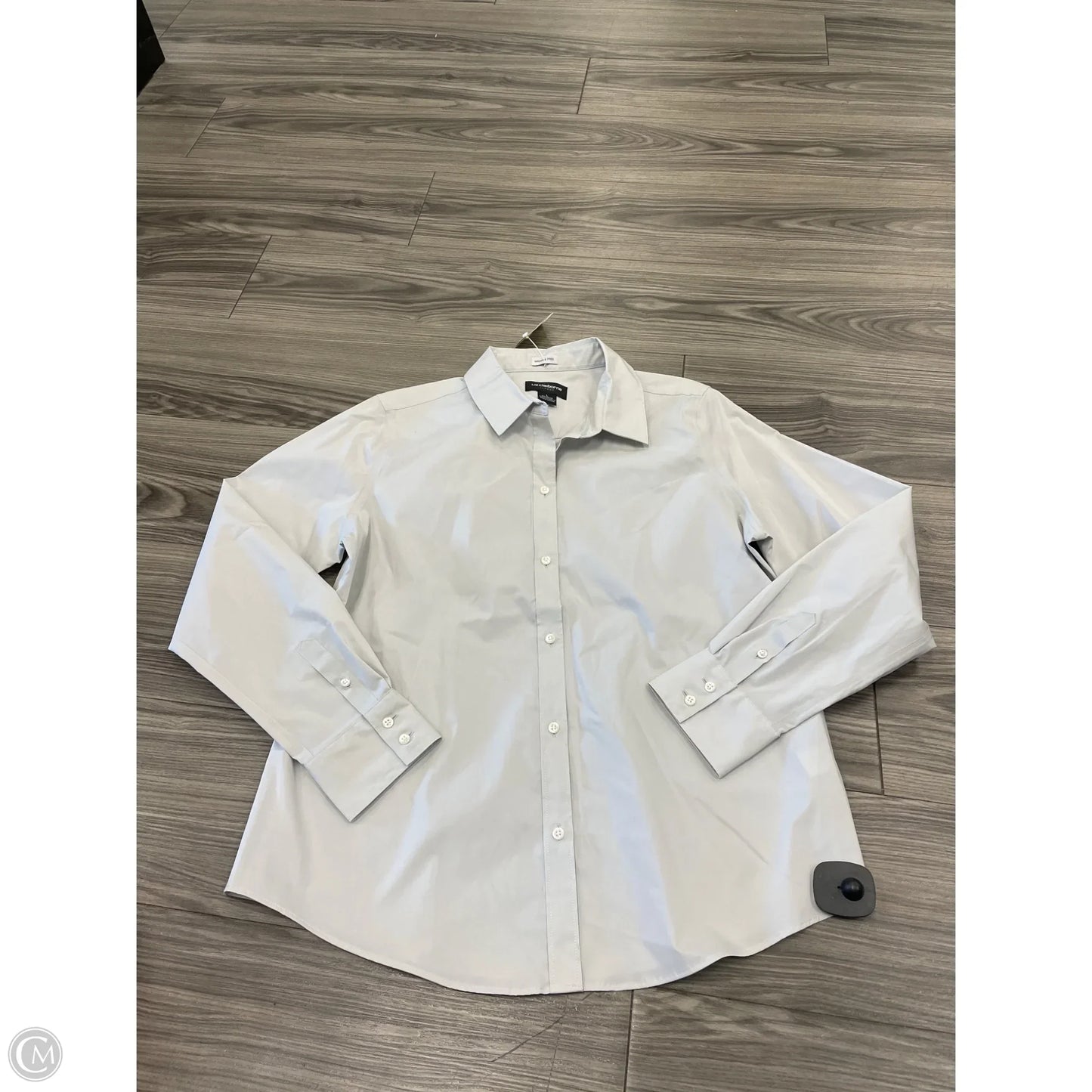 Blouse Long Sleeve By Liz Claiborne In Grey, Size: L