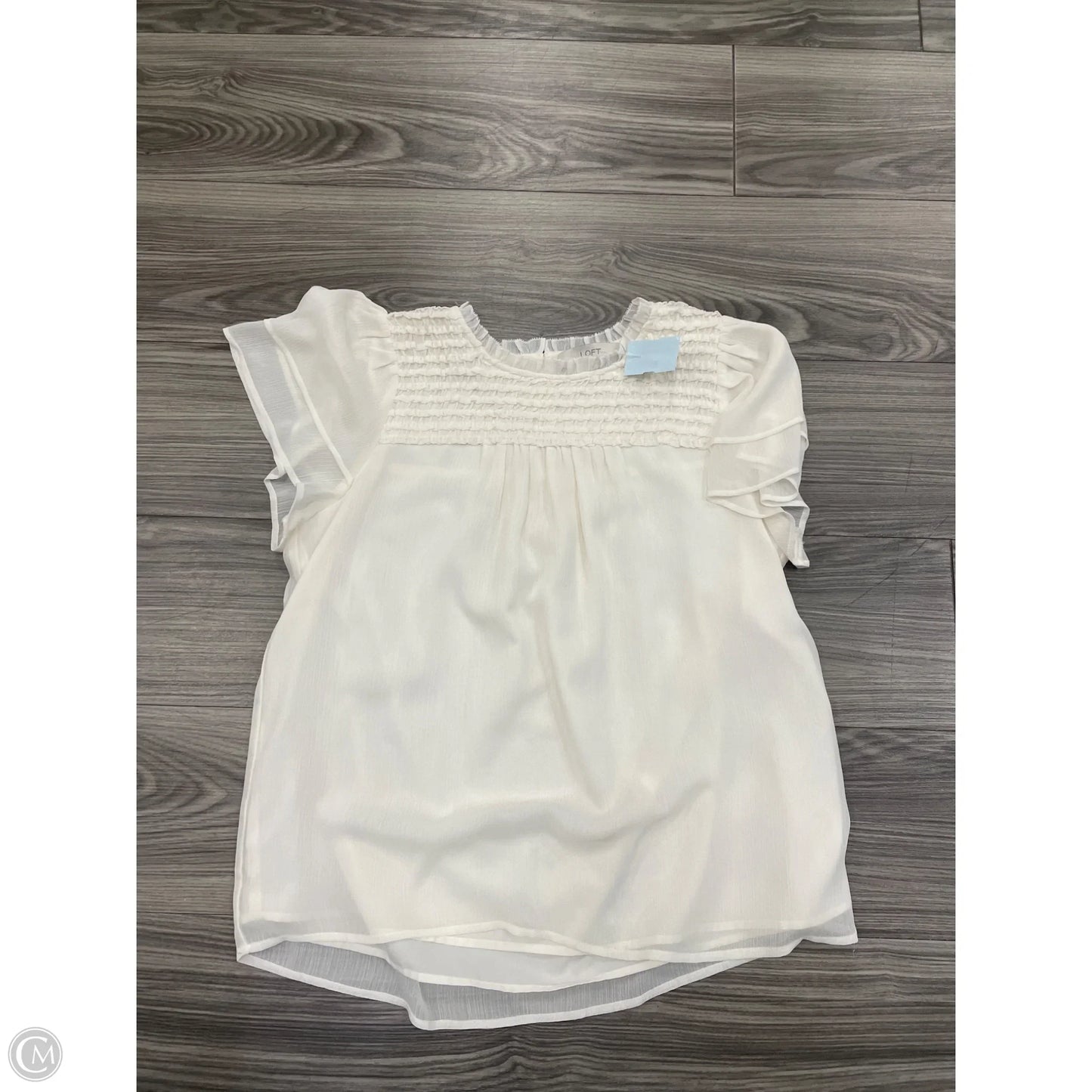 Blouse Short Sleeve By Ann Taylor In Cream, Size: M