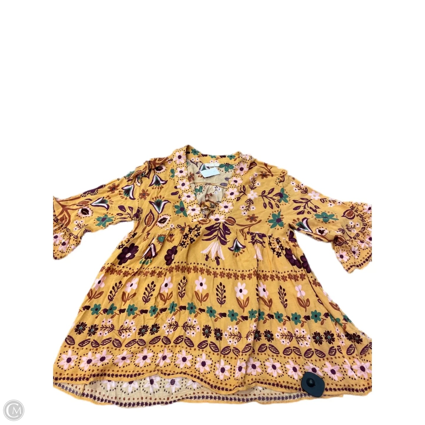 Top 3/4 Sleeve By Easel In Floral Print, Size: L