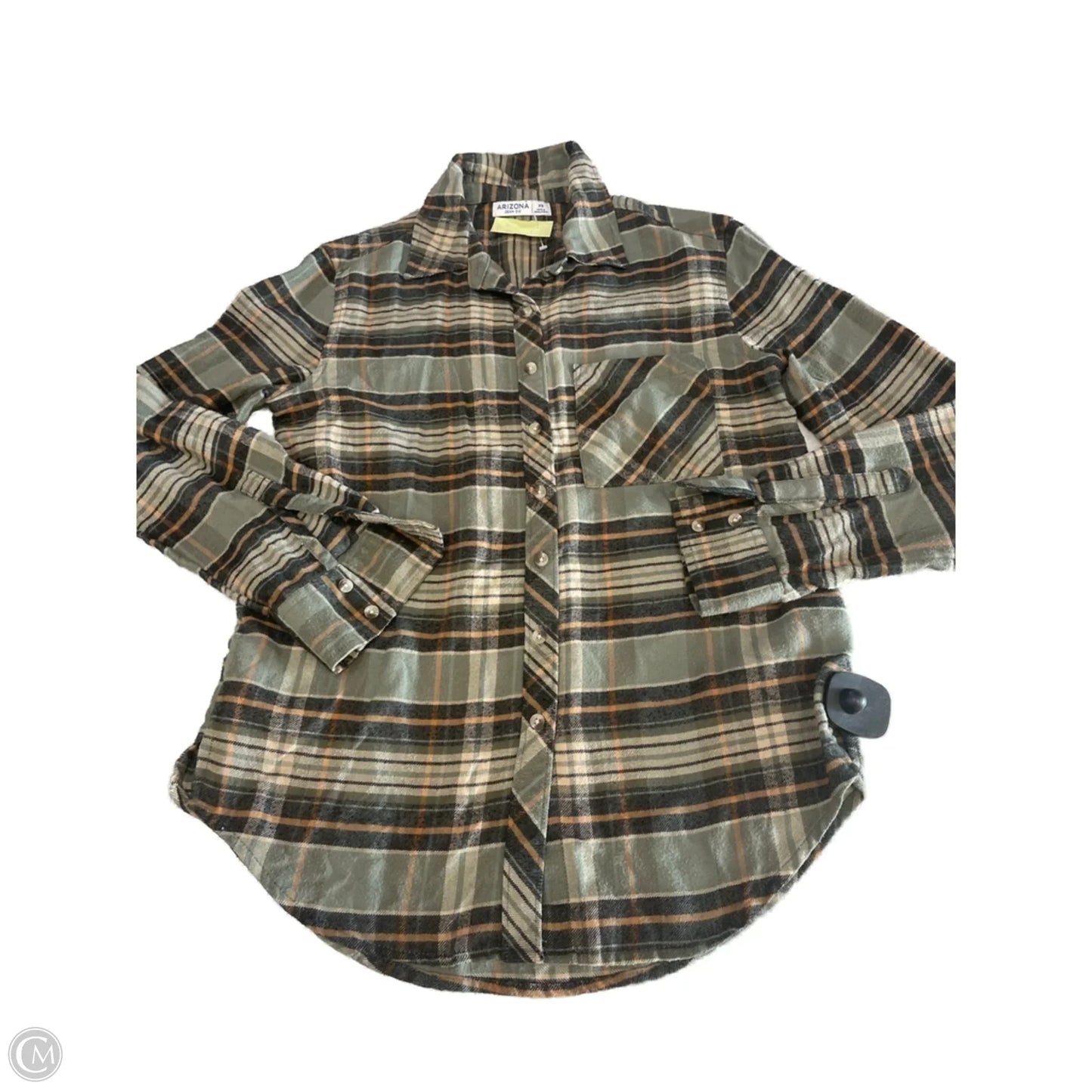 Top Long Sleeve By Arizona In Plaid Pattern, Size: Xs