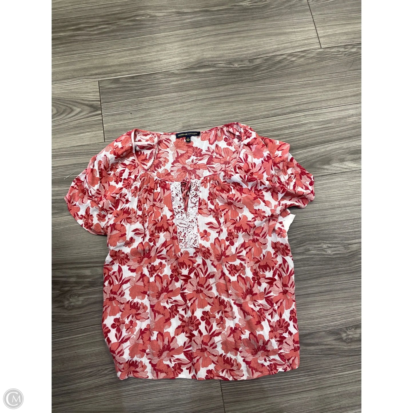 Blouse Short Sleeve By Adrienne Vittadini In Red, Size: 1x