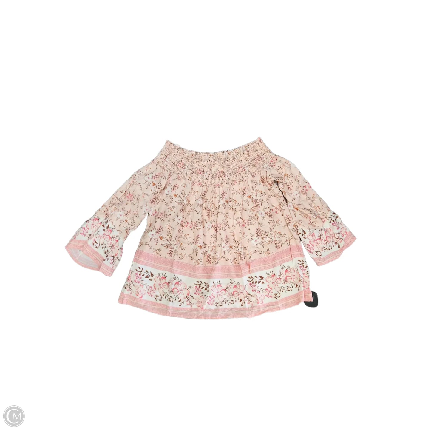 Top 3/4 Sleeve By Cmc In Floral Print, Size: L