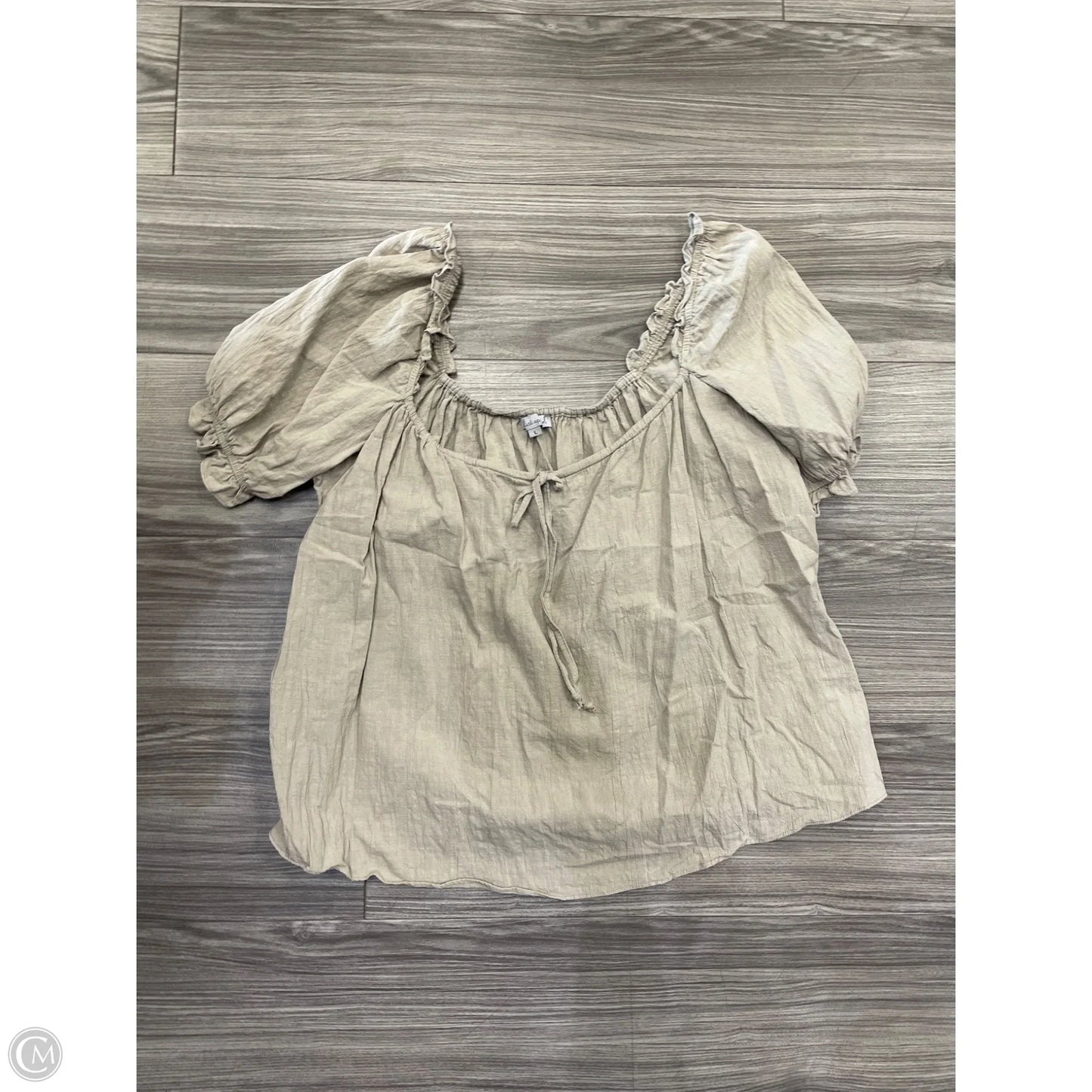 Blouse Short Sleeve By Clothes Mentor In Tan, Size: L