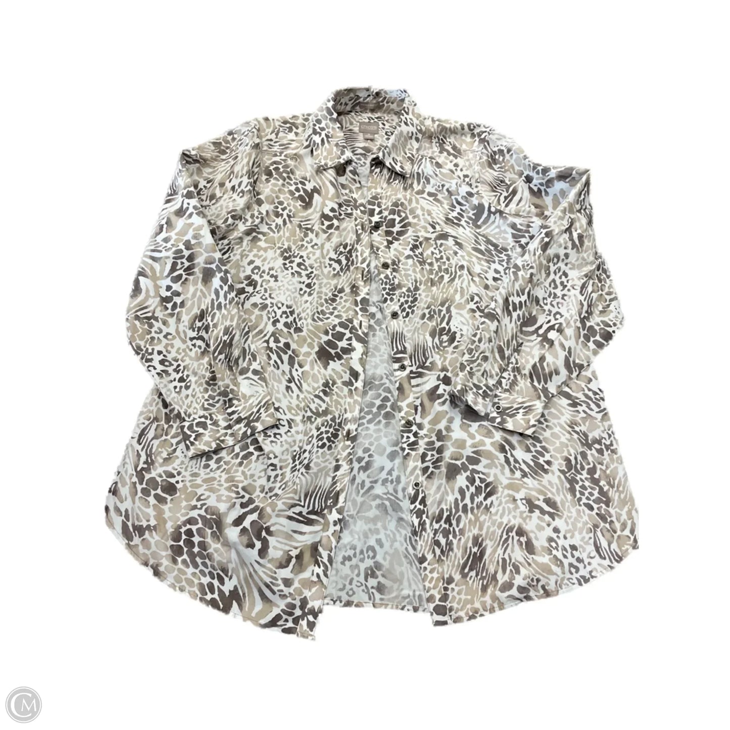 Blouse Long Sleeve By Chicos In Animal Print, Size: 3x