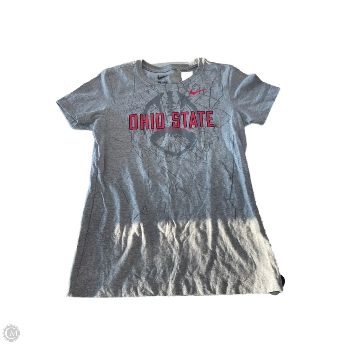 Athletic Top Short Sleeve By Nike In Grey, Size: L