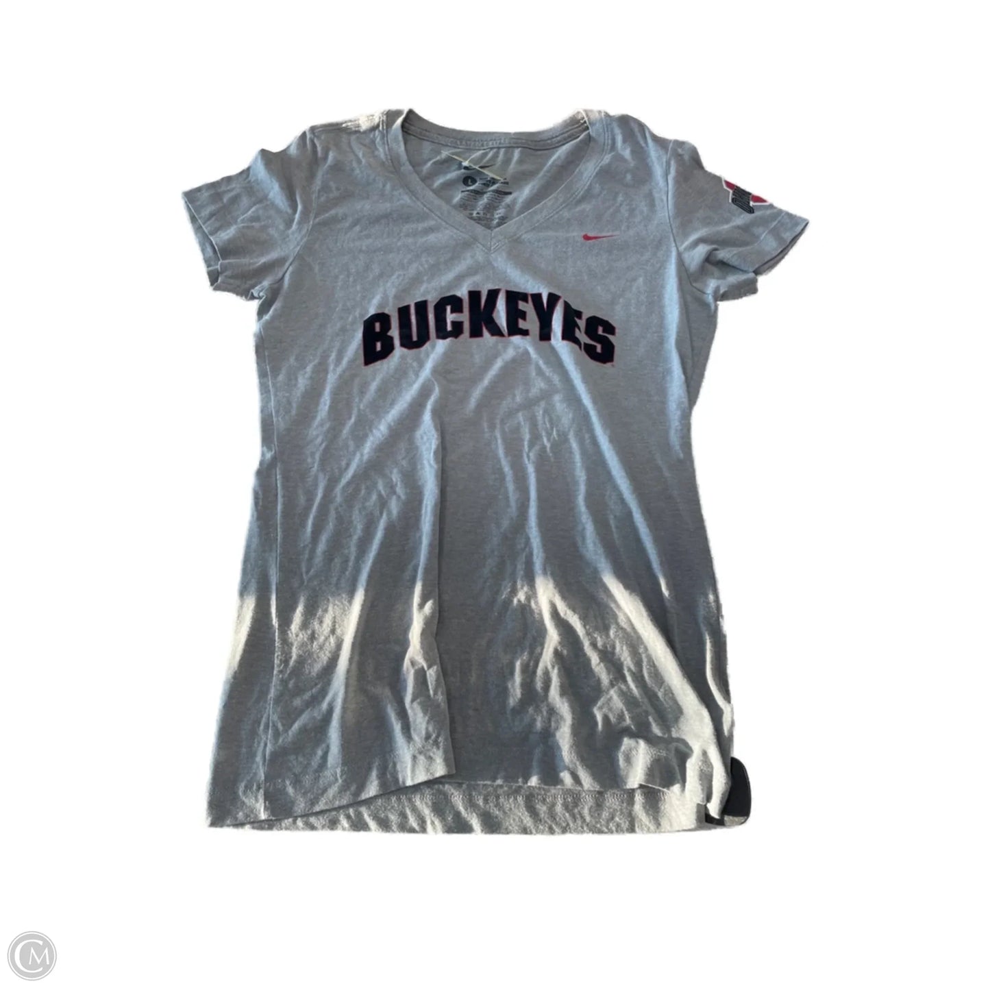 Athletic Top Short Sleeve By Nike In Grey, Size: L