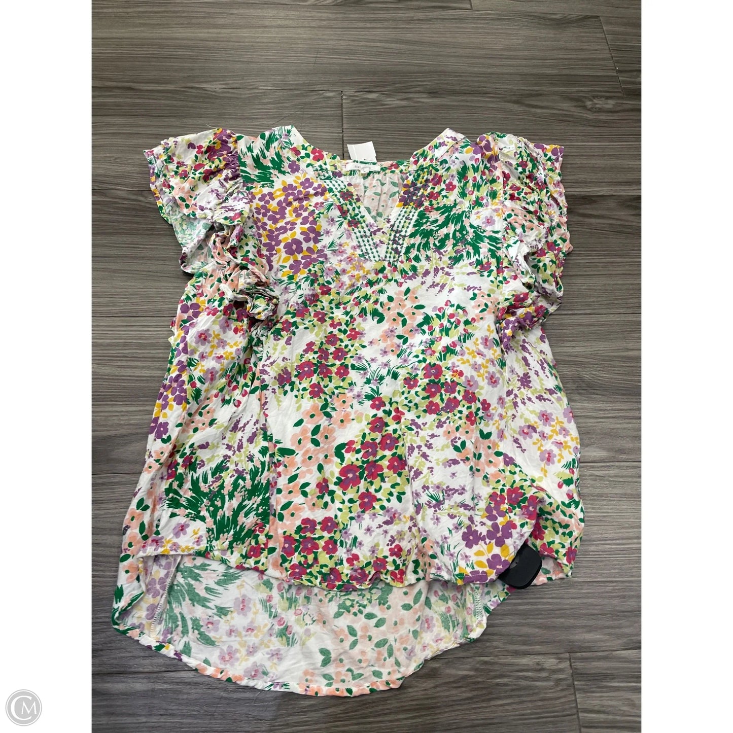 Top Short Sleeve By Maurices In Floral Print, Size: L